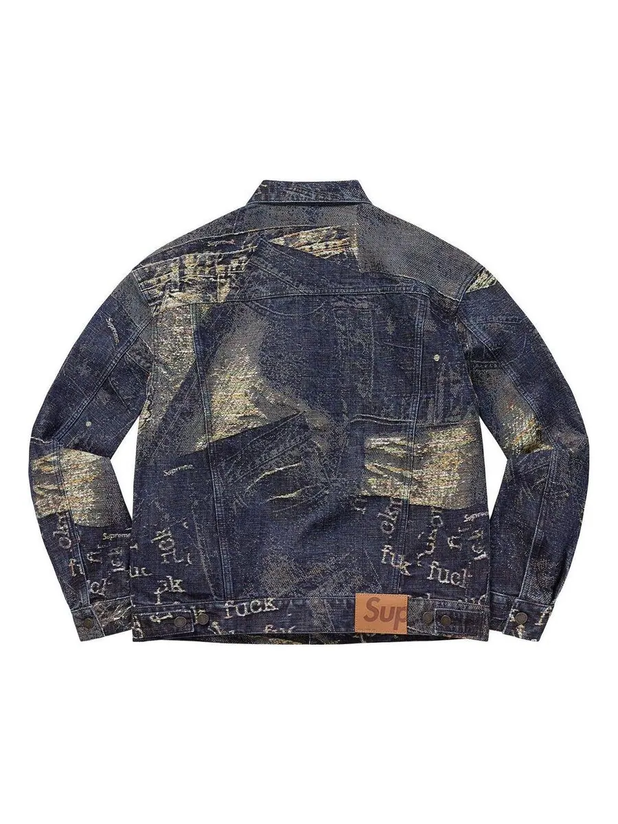 Куртка Supreme Archive Denim Jacquard Trucker Jacket 'Teal' — изображение 2 из 2, бирюзовый