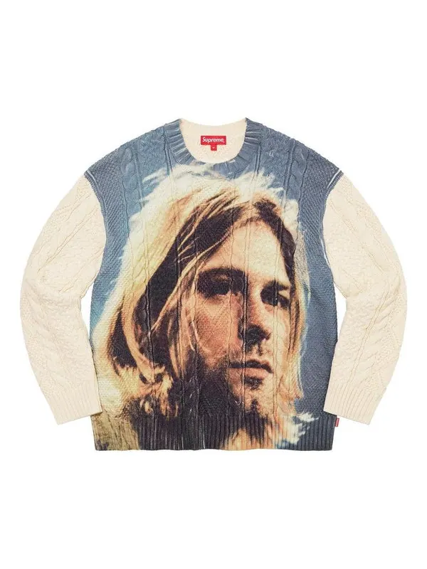 Свитер kurt cobain sweater 'beige teal' Supreme — изображение 1 из 2, бежевый