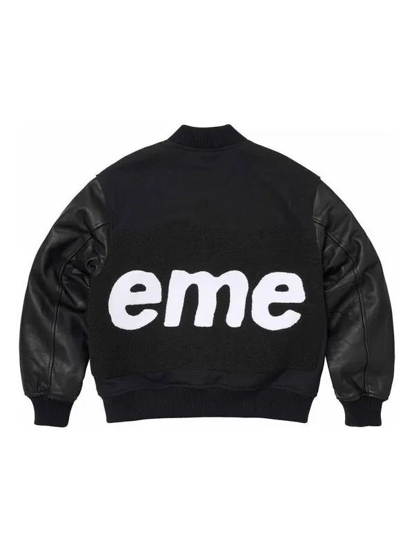Куртка big logo chenille varsity jacket 'black whtie' Supreme — изображение 2 из 2, черный/белый