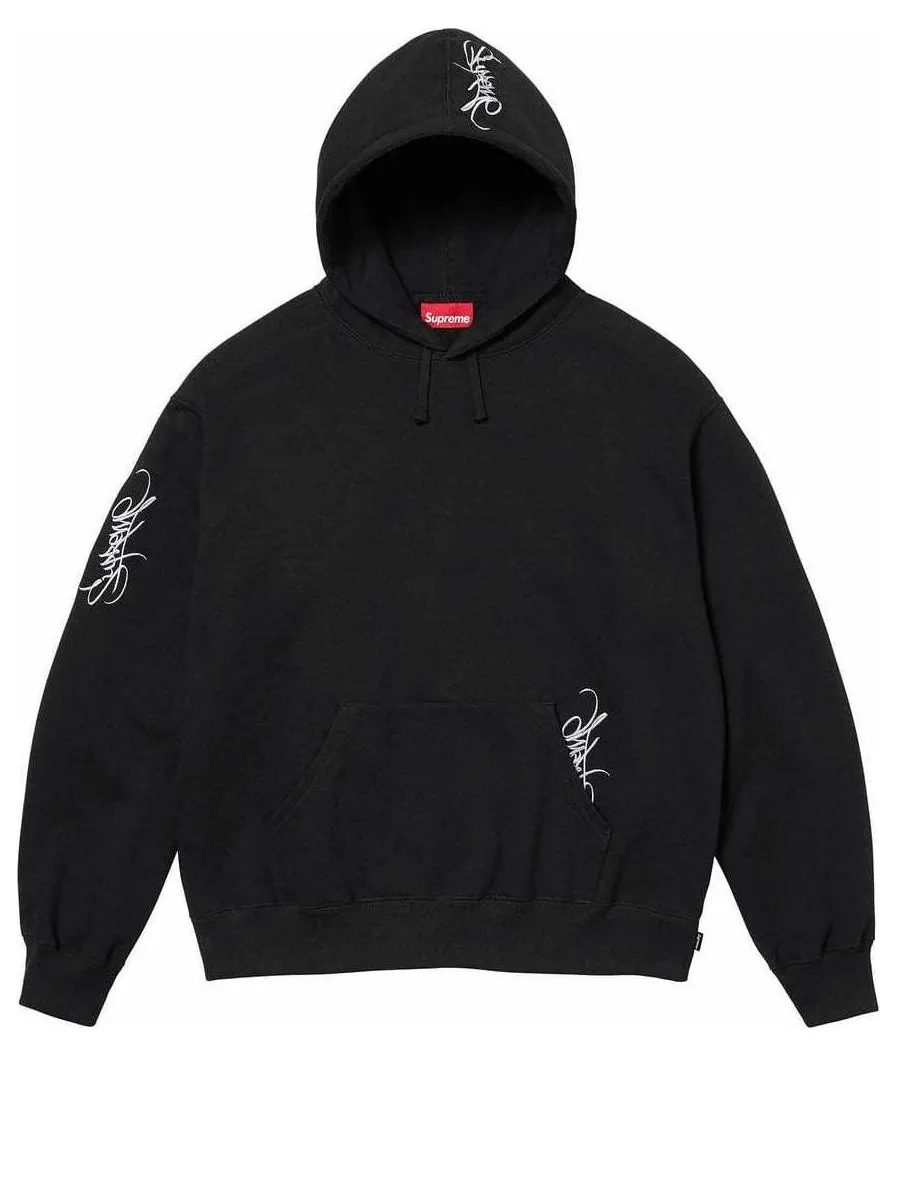 Худи Supreme Tag Hooded Sweatshirt 'Black White' — изображение 1 из 2, черный