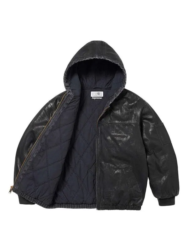 Куртка x mm6 maison margiela foil hooded work jacket 'black' Supreme — изображение 3 из 3, черный