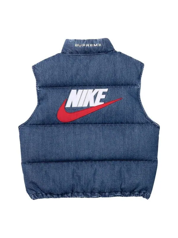 Жилет x nike denim puffer vest 'navy red white' Supreme — изображение 2 из 3