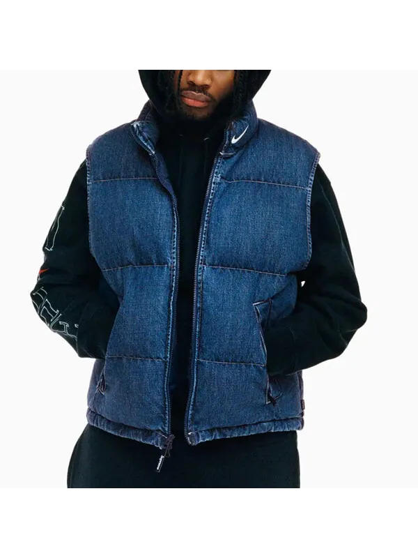 Жилет x nike denim puffer vest 'navy red white' Supreme — изображение 3 из 3