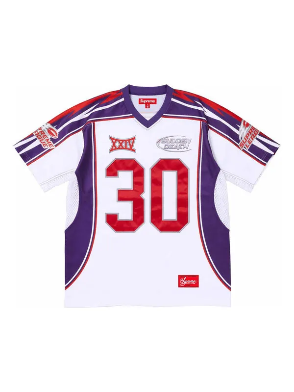 Спортивная футболка sudden death football jersey 'white purple red' Supreme — изображение 1 из 2, белый/фиолетовый/красный