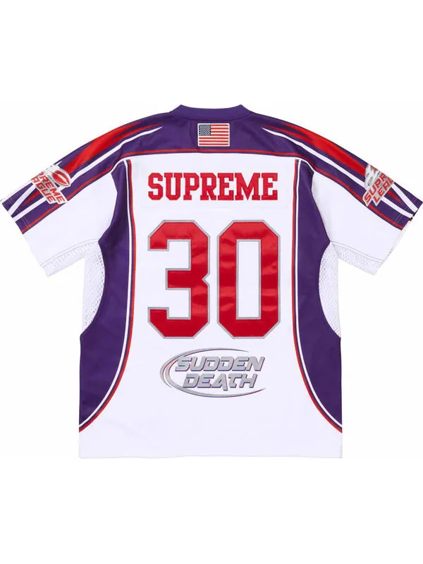 Спортивная футболка sudden death football jersey 'white purple red' Supreme — изображение 2 из 2, белый/фиолетовый/красный