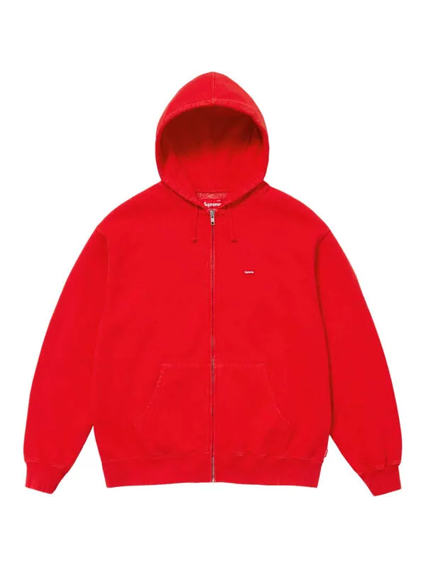 Куртка overdyed small box zip up hooded sweatshirt 'red' Supreme — изображение 1 из 1, красный