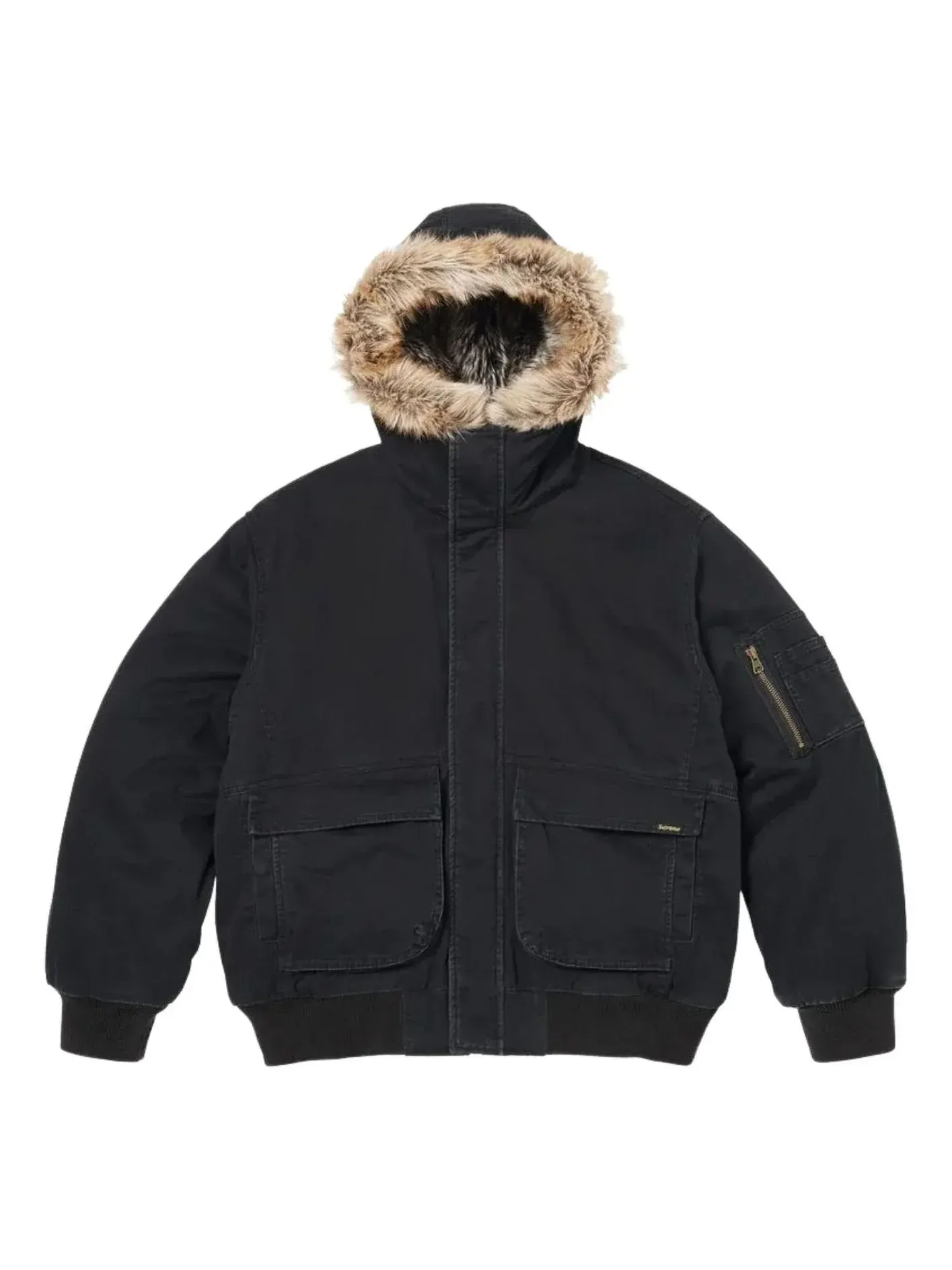 Рабочая куртка Supreme SS26 с двусторонним капюшоном из искусственного меха — изображение 1 из 4, черный