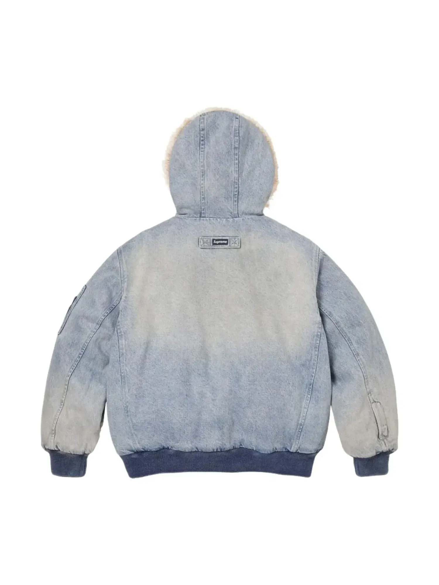 Рабочая куртка Supreme SS26 с двусторонним капюшоном из искусственного меха, цвет «джинсовая» — изображение 3 из 4