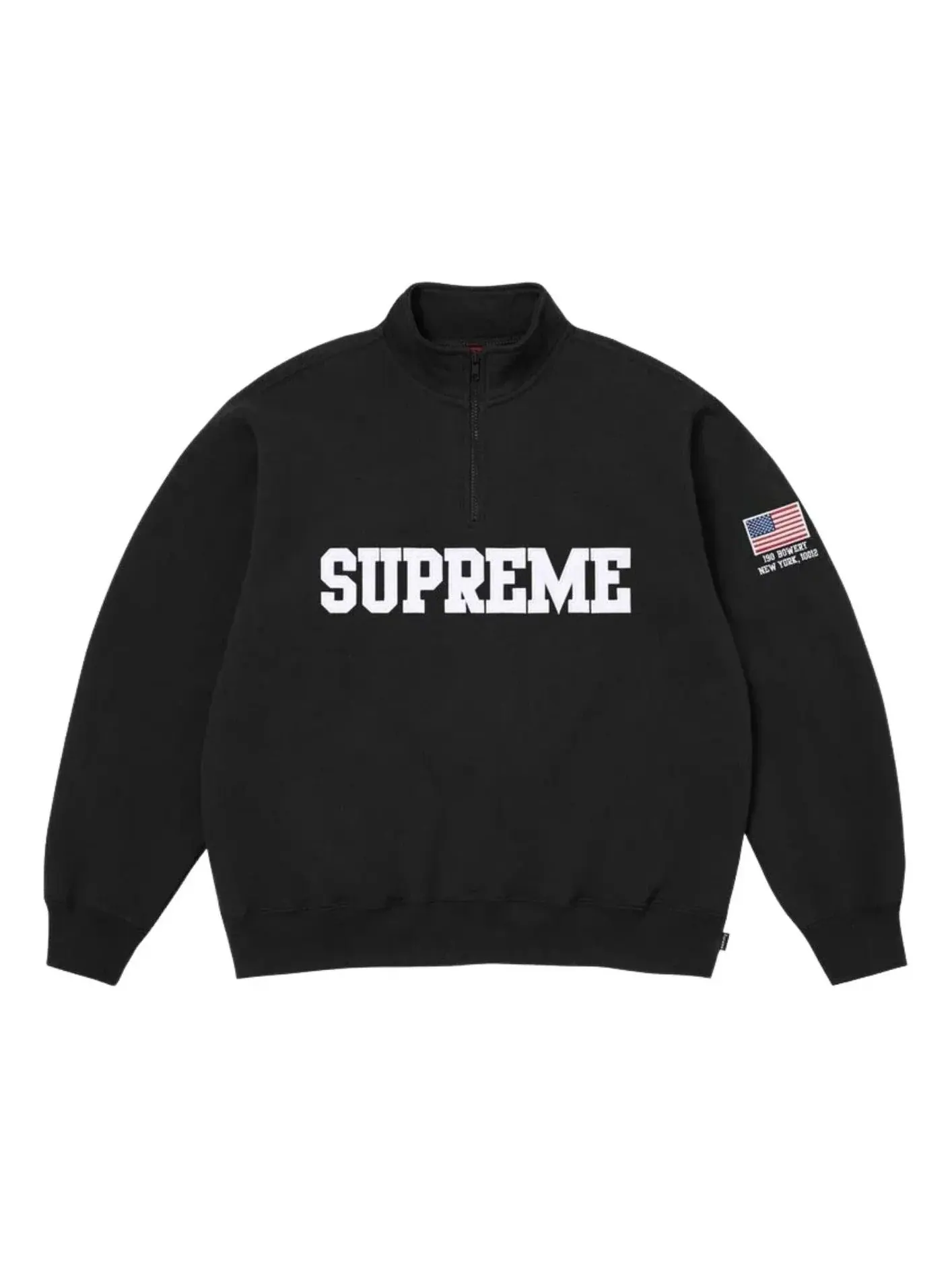 Пуловер Supreme SS26 Shop Flag Half Zip Pullover 'Black-New York' — изображение 1 из 1, черный