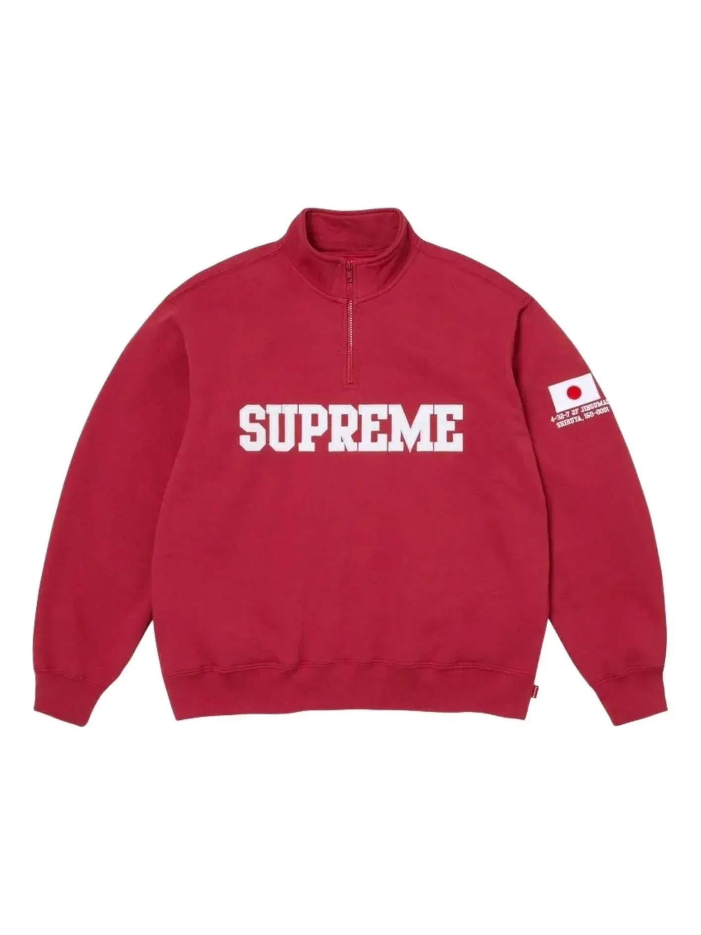 Пуловер Supreme SS26 Shop Flag Half Zip Pullover 'Dark Red-Tokyo' — изображение 1 из 1, красный