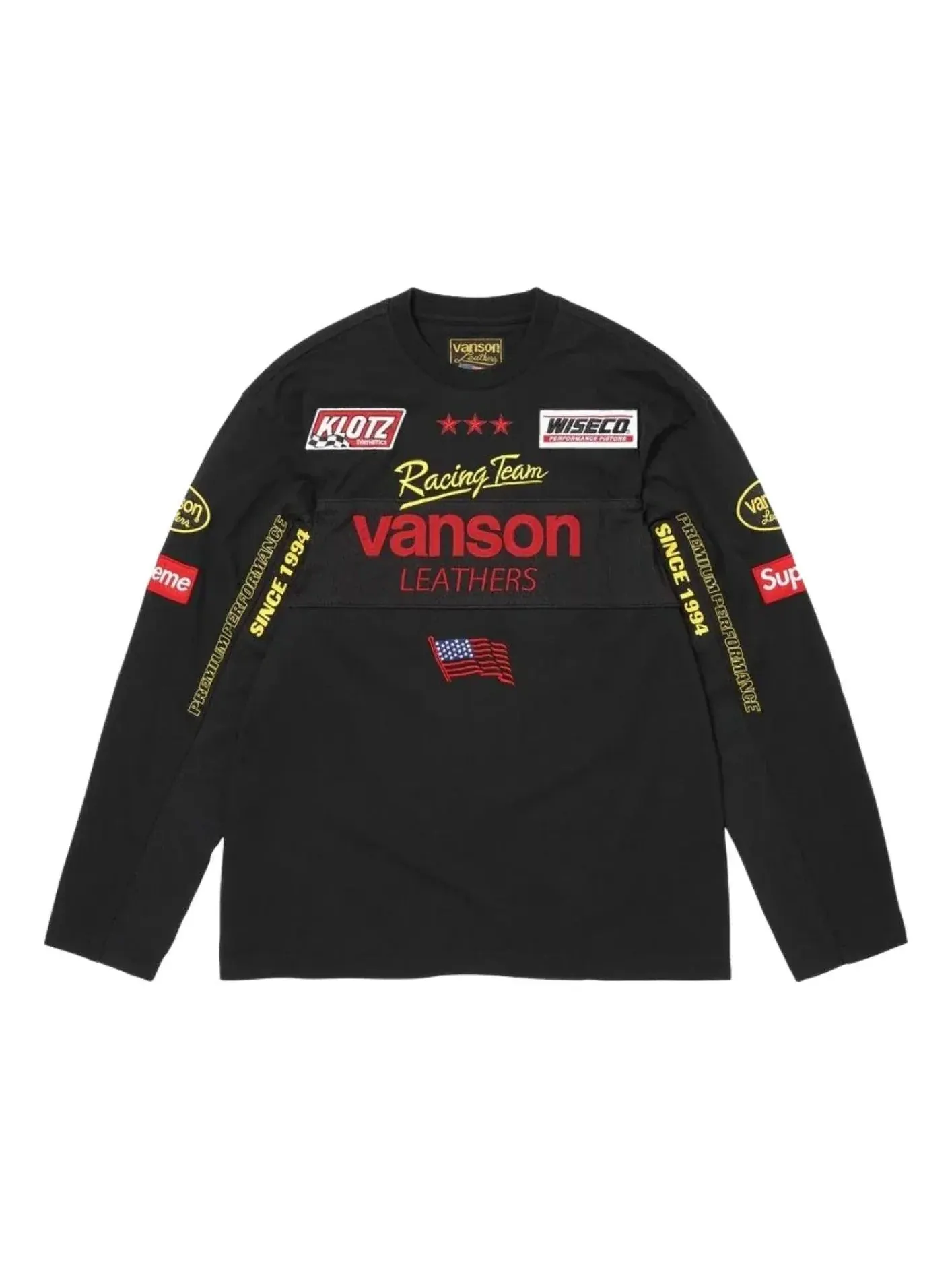 Футболка Supreme x Vanson Leathers SS26 с длинными рукавами — изображение 1 из 2, черный