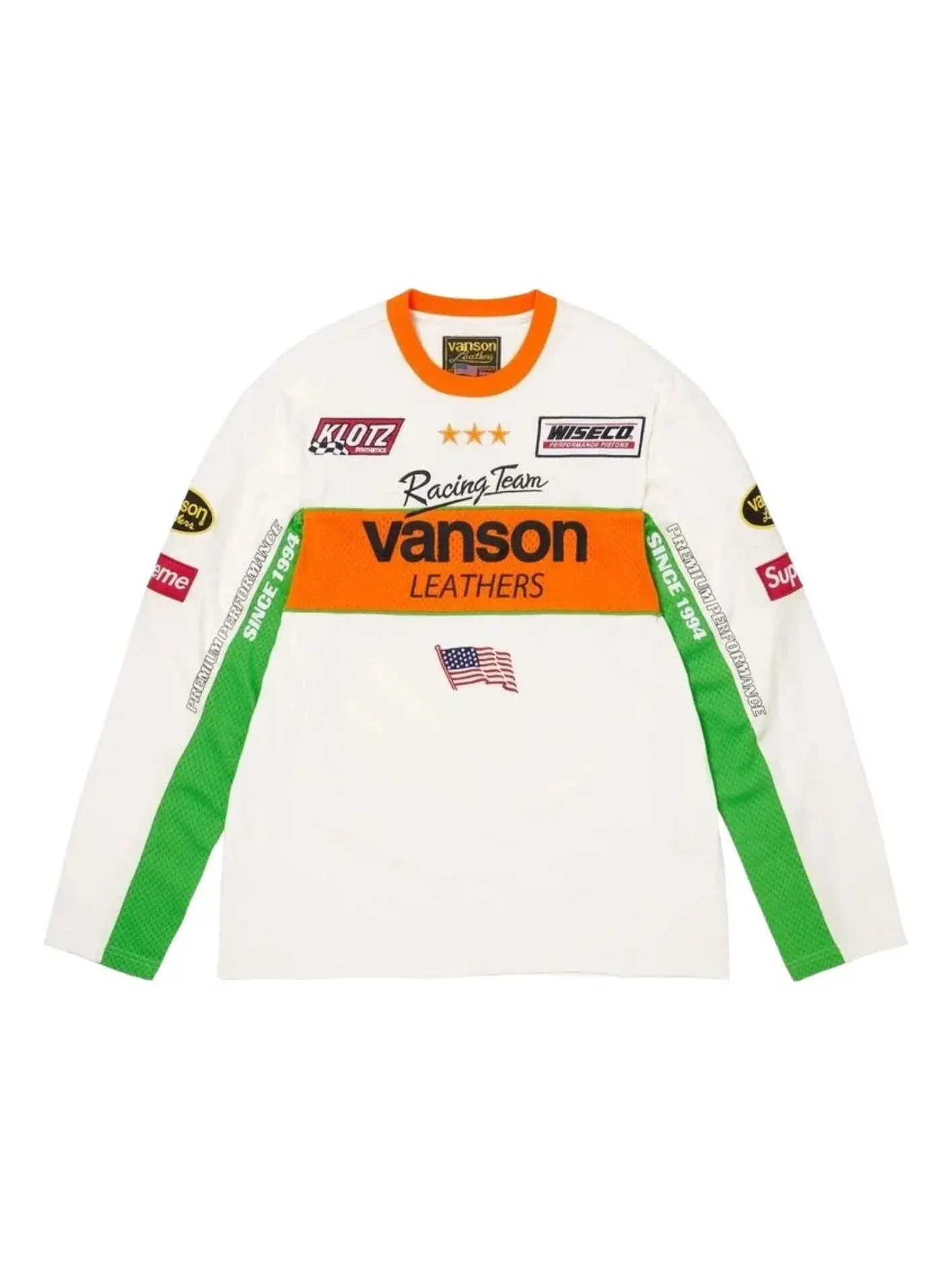 Футболка Supreme x Vanson Leathers SS26 с длинными рукавами — изображение 1 из 2, белый