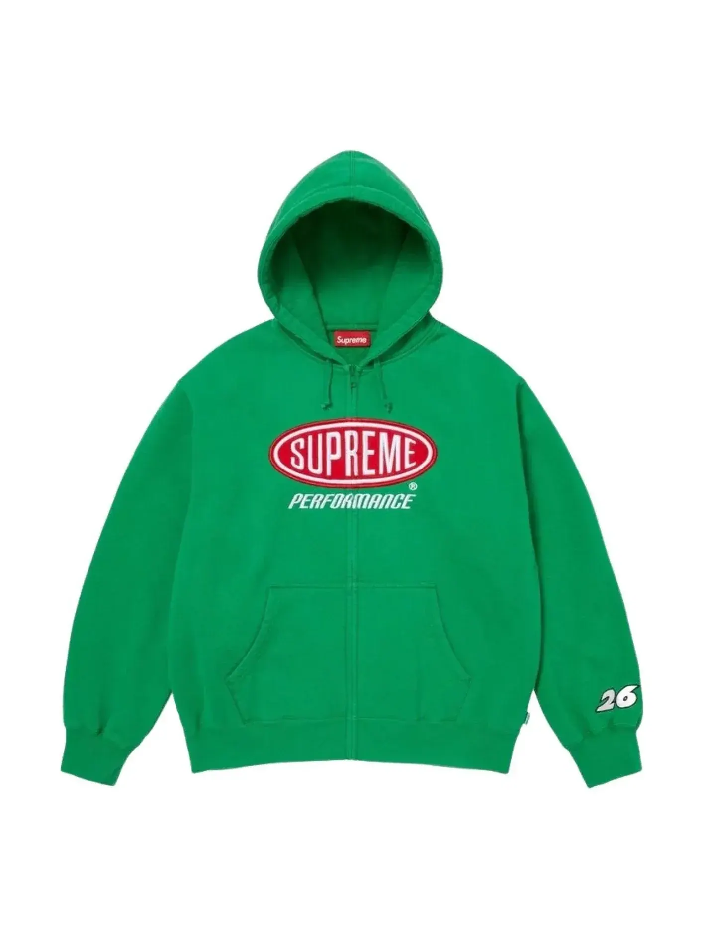 Толстовка Supreme SS26 Performance на молнии с капюшоном — изображение 1 из 1, зеленый