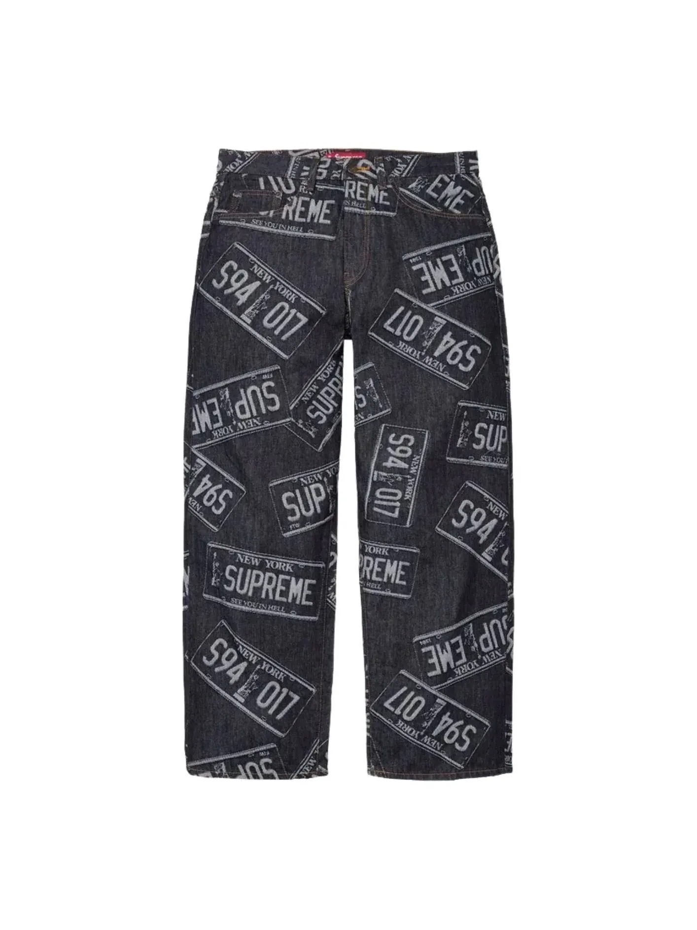 Джинсы Supreme SS26 License Plate Baggy Jean 'Rigid Indigo' — изображение 1 из 2, черный