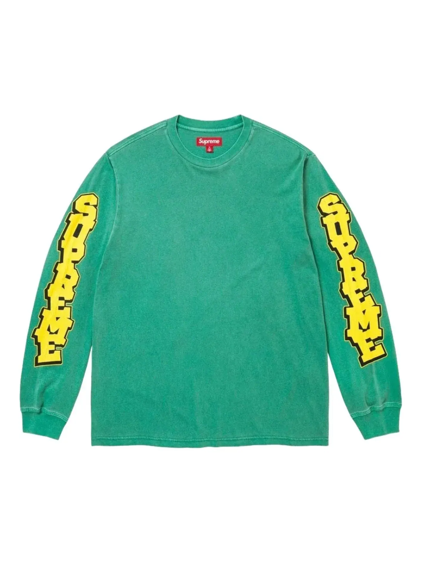 Футболка Supreme SS26 Cracked Sleeve L/S T-Shirt 'Washed Green' — изображение 1 из 1, зеленый