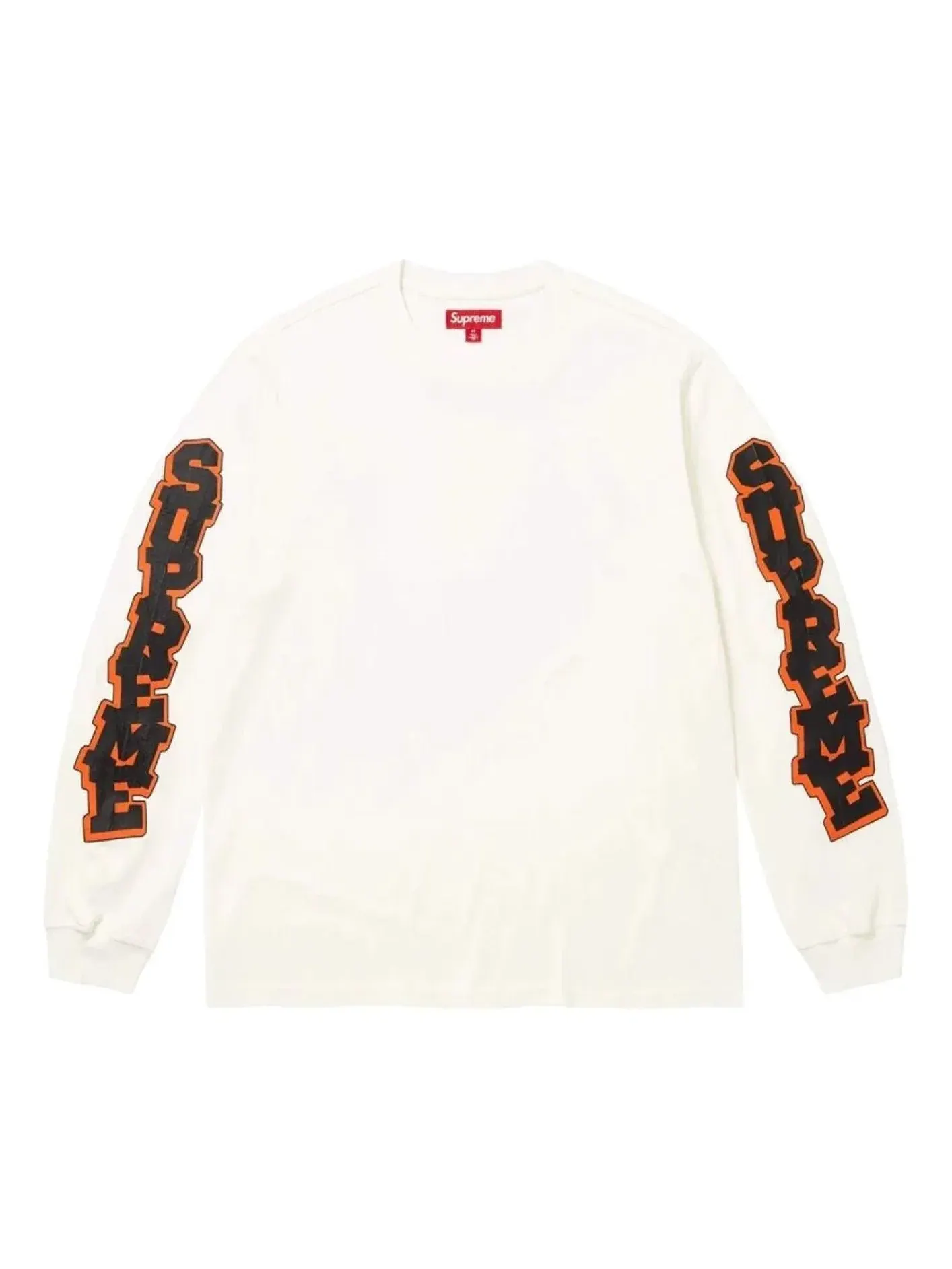 Футболка Supreme SS26 с длинным рукавом и потрескавшимся низом — изображение 1 из 1, белый