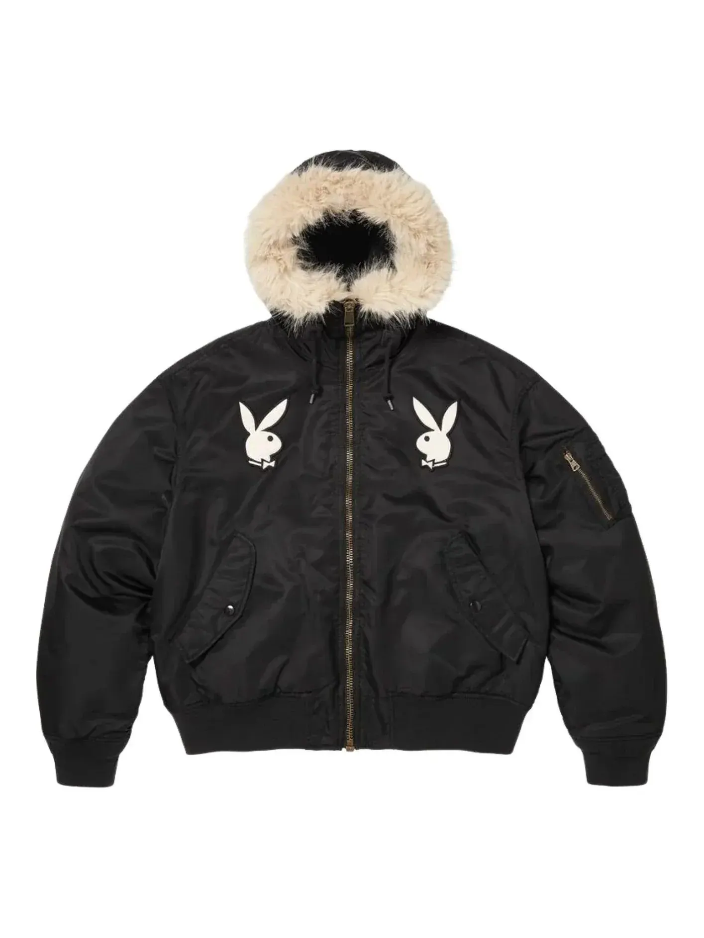 Куртка Supreme x Playboy SS26 Hooded MA-1 'Black' — изображение 1 из 1, черный