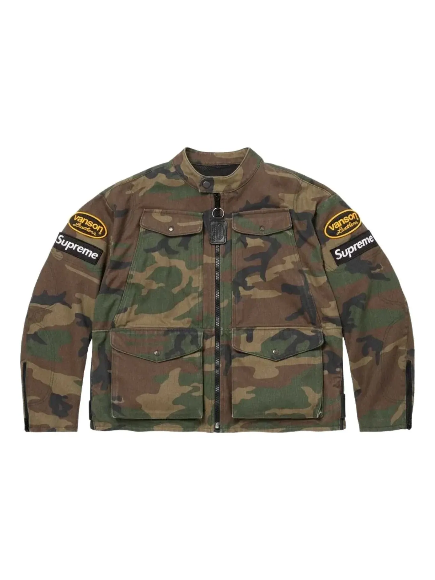 Куртка Supreme x Vanson SS26 из кожи Cordura, расцветка 'Woodland Camo' — изображение 1 из 3, зеленый
