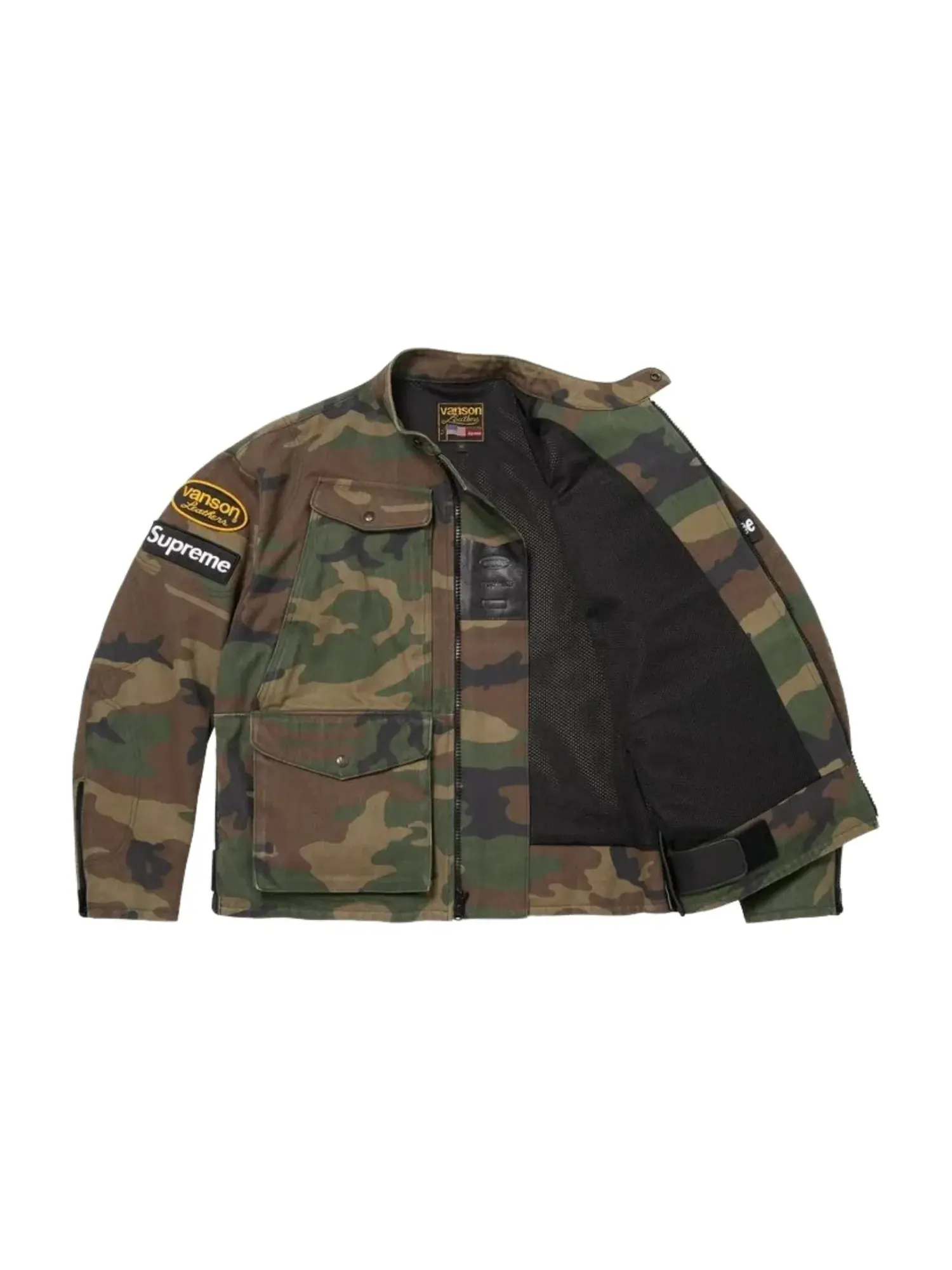 Куртка Supreme x Vanson SS26 из кожи Cordura, расцветка 'Woodland Camo' — изображение 2 из 3, зеленый
