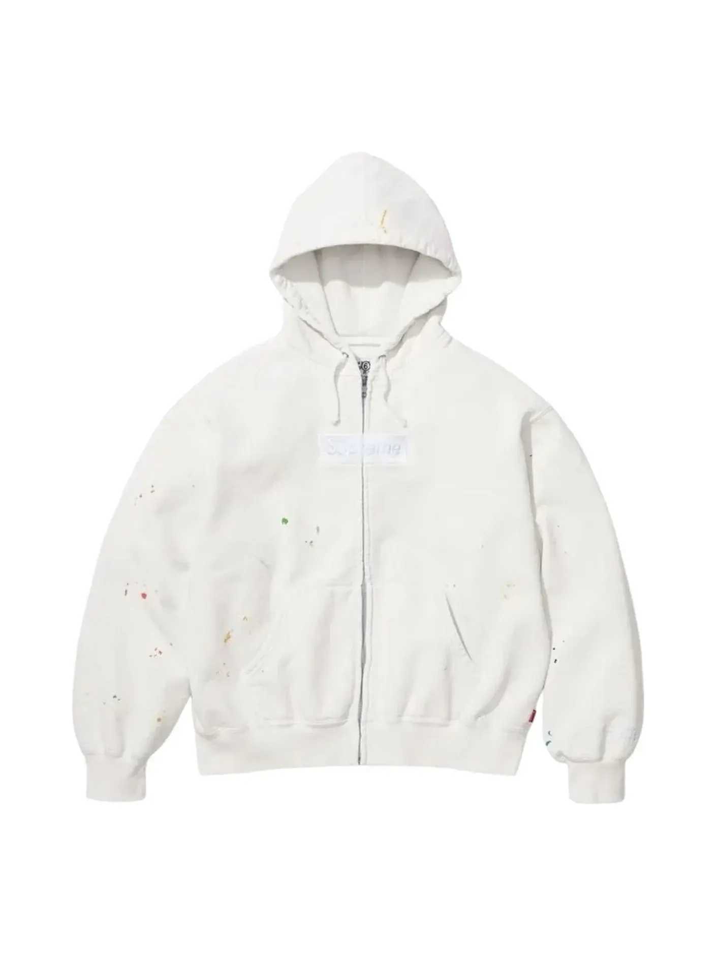 Толстовка Supreme x MM6 Maison Margiela с логотипом в виде коробки и застежкой-молнией — изображение 1 из 1, белый