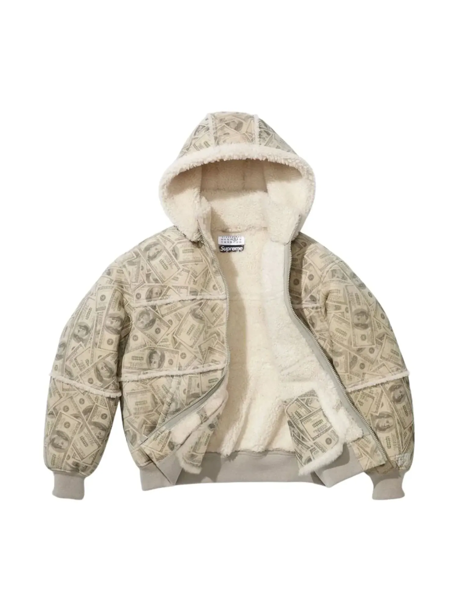 Куртка-бомбер Supreme x MM6 Maison Margiela с капюшоном и меховой отделкой — изображение 2 из 3, белый