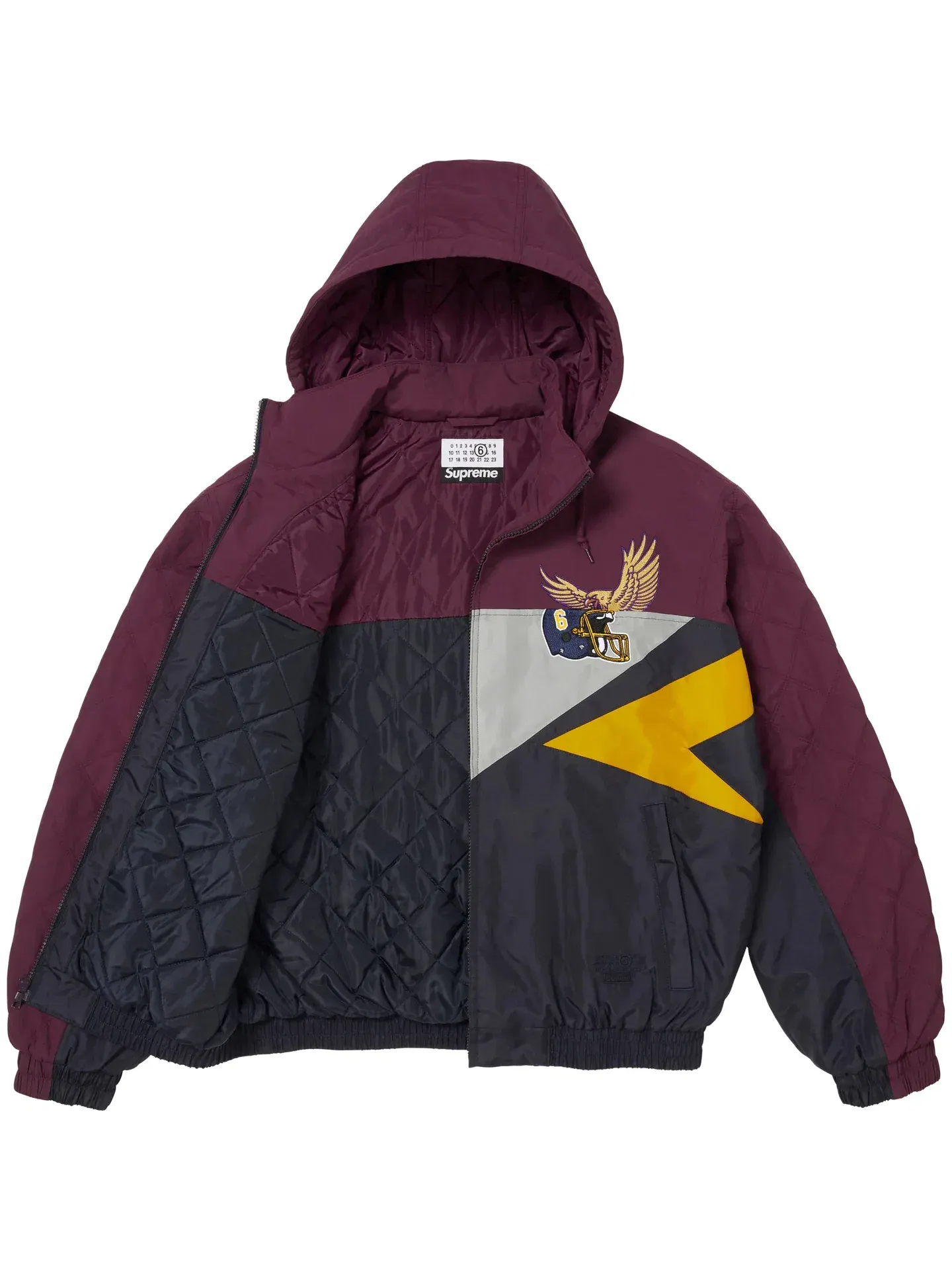Куртка MM6 Maison Margiela SS26 WEEK4 Split Stadium Jacket, унисекс Supreme — изображение 2 из 6, фиолетовый/черный
