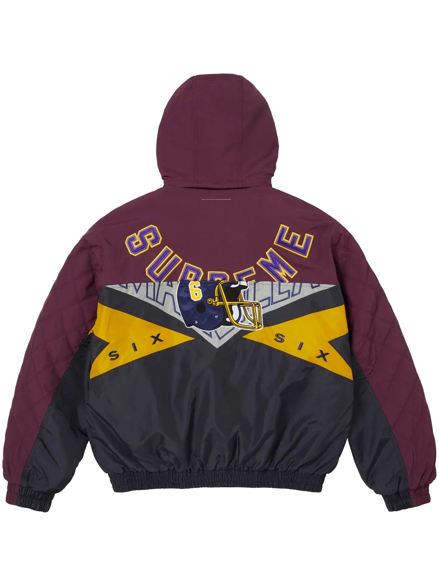 Куртка MM6 Maison Margiela SS26 WEEK4 Split Stadium Jacket, унисекс Supreme — изображение 3 из 6, фиолетовый/черный