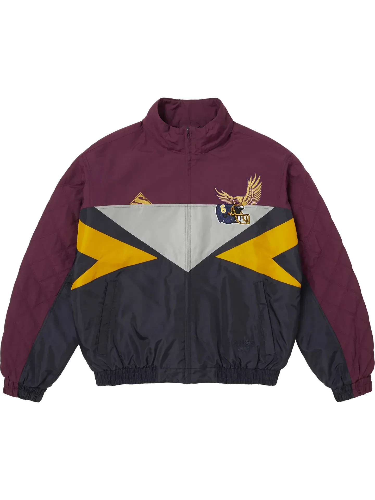 Куртка MM6 Maison Margiela SS26 WEEK4 Split Stadium Jacket, унисекс Supreme — изображение 4 из 6, фиолетовый/черный