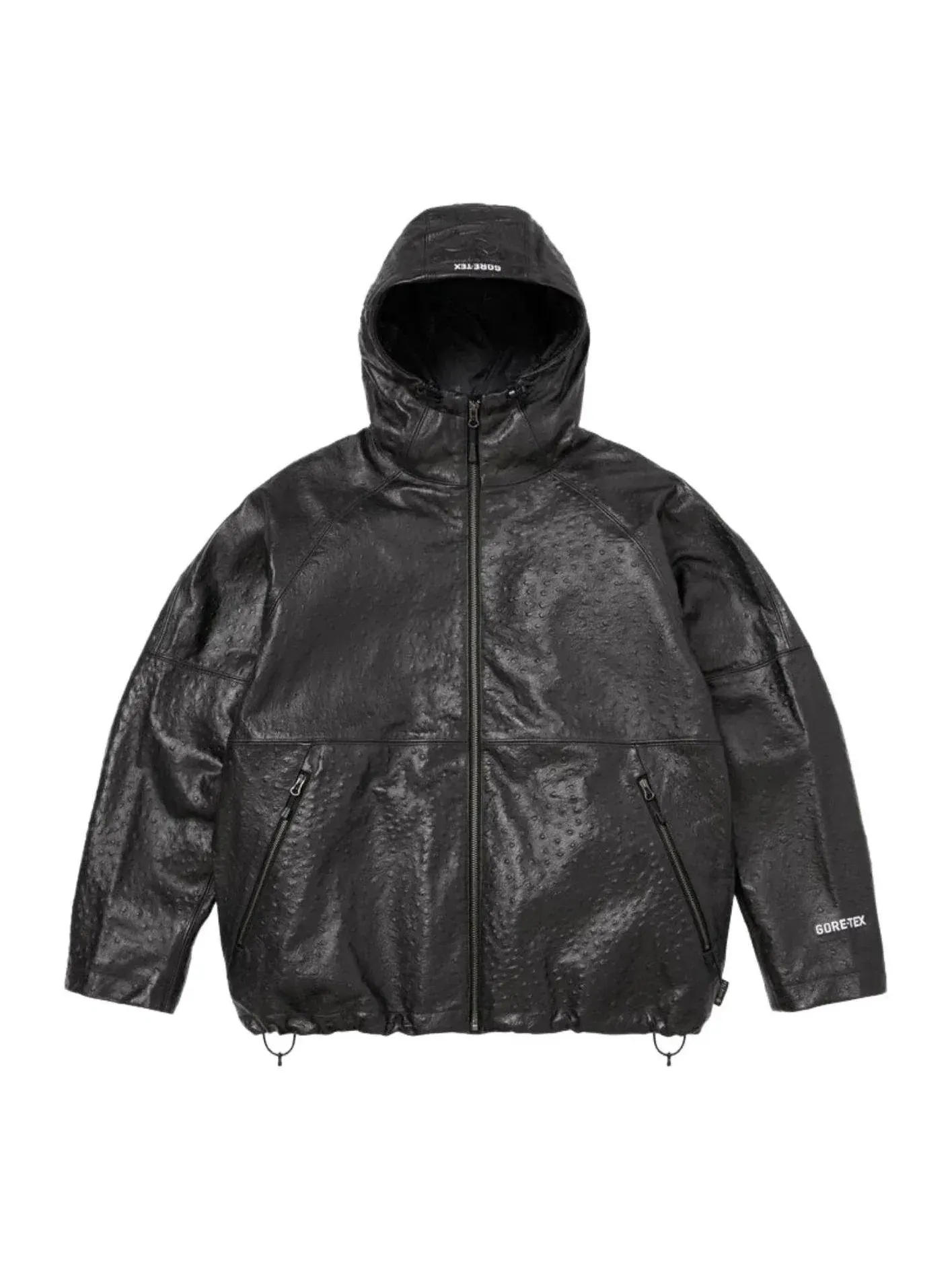 Куртка Supreme SS26 из кожи с тиснением под страусиную кожу GORE-TEX, черная, SUP-SS26-124-BLK — изображение 1 из 3, черный