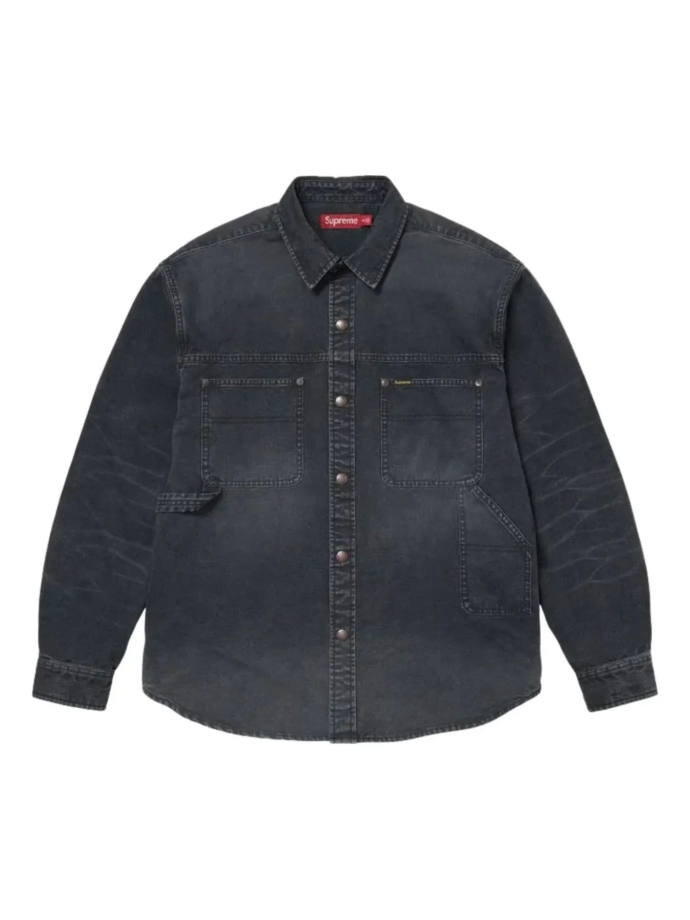 Футболка Supreme SS26 Worn Snap Painter Shirt 'Black' SUP-SS26-125-BLK — изображение 1 из 1, черный