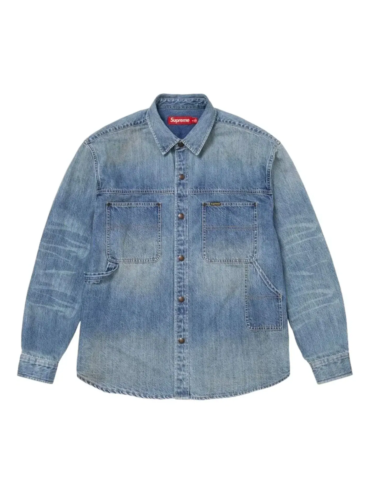 Рубашка Supreme SS26 Worn Snap Painter Shirt 'Denim' SUP-SS26-125-DNM — изображение 1 из 1, синий