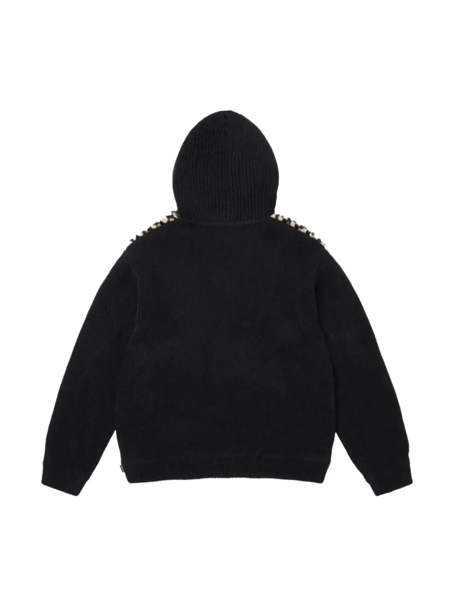 Свитер Supreme SS26 с капюшоном на молнии и клетчатым рисунком из искусственного меха, черный, SUP-SS26-127-BLK