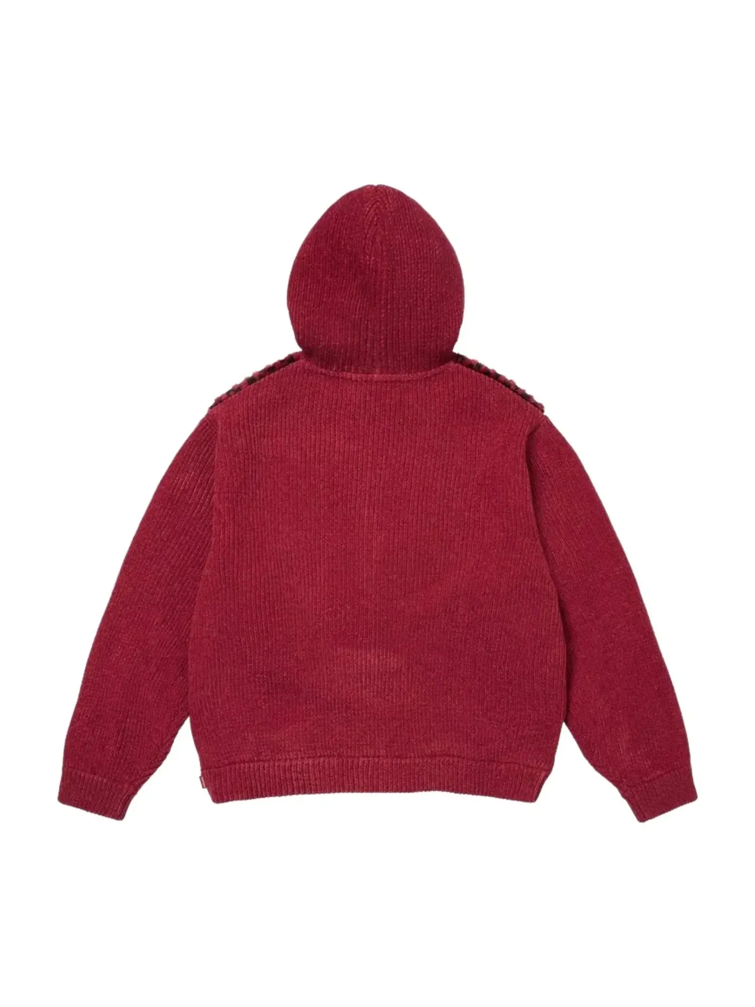 Свитер Supreme SS26 с капюшоном на молнии и клетчатым рисунком из искусственного меха — изображение 2 из 2, красный