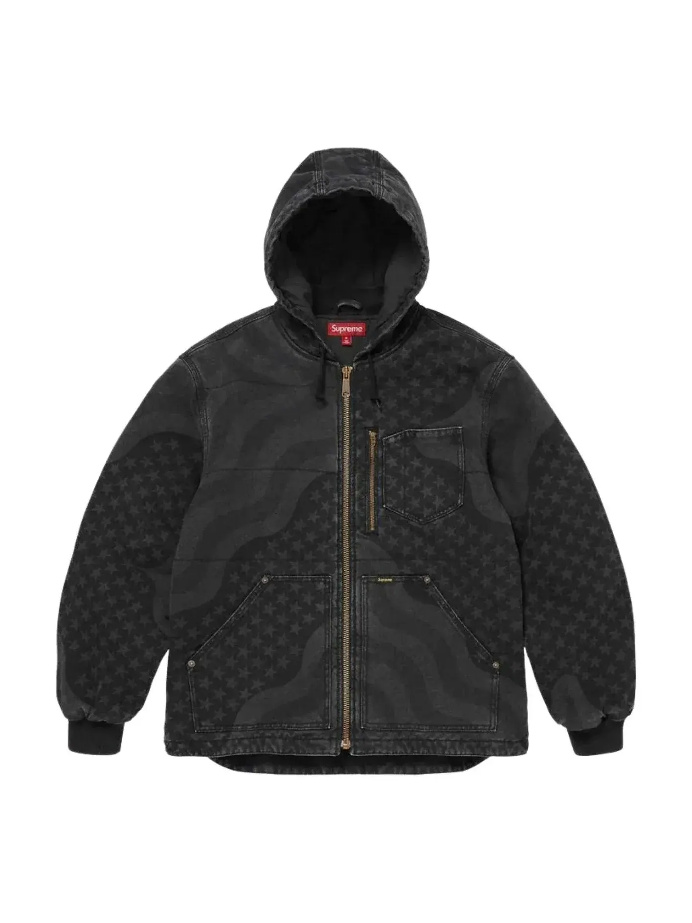 Рабочая куртка Supreme SS26 Flag Quilted Hooded Work Jacket 'Black' — изображение 1 из 3, черный