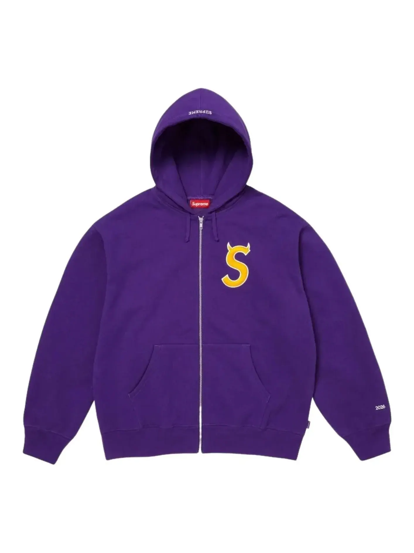 Толстовка Supreme SS26 Devil S Logo на молнии с капюшоном — изображение 1 из 1, фиолетовый