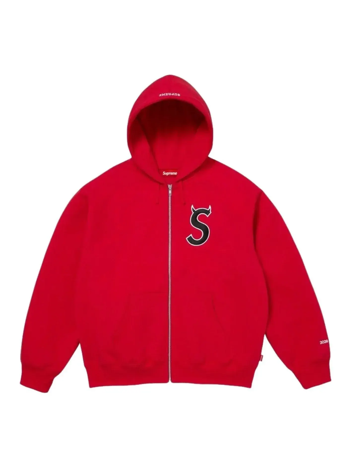Толстовка Supreme SS26 Devil S Logo на молнии с капюшоном — изображение 1 из 1, красный