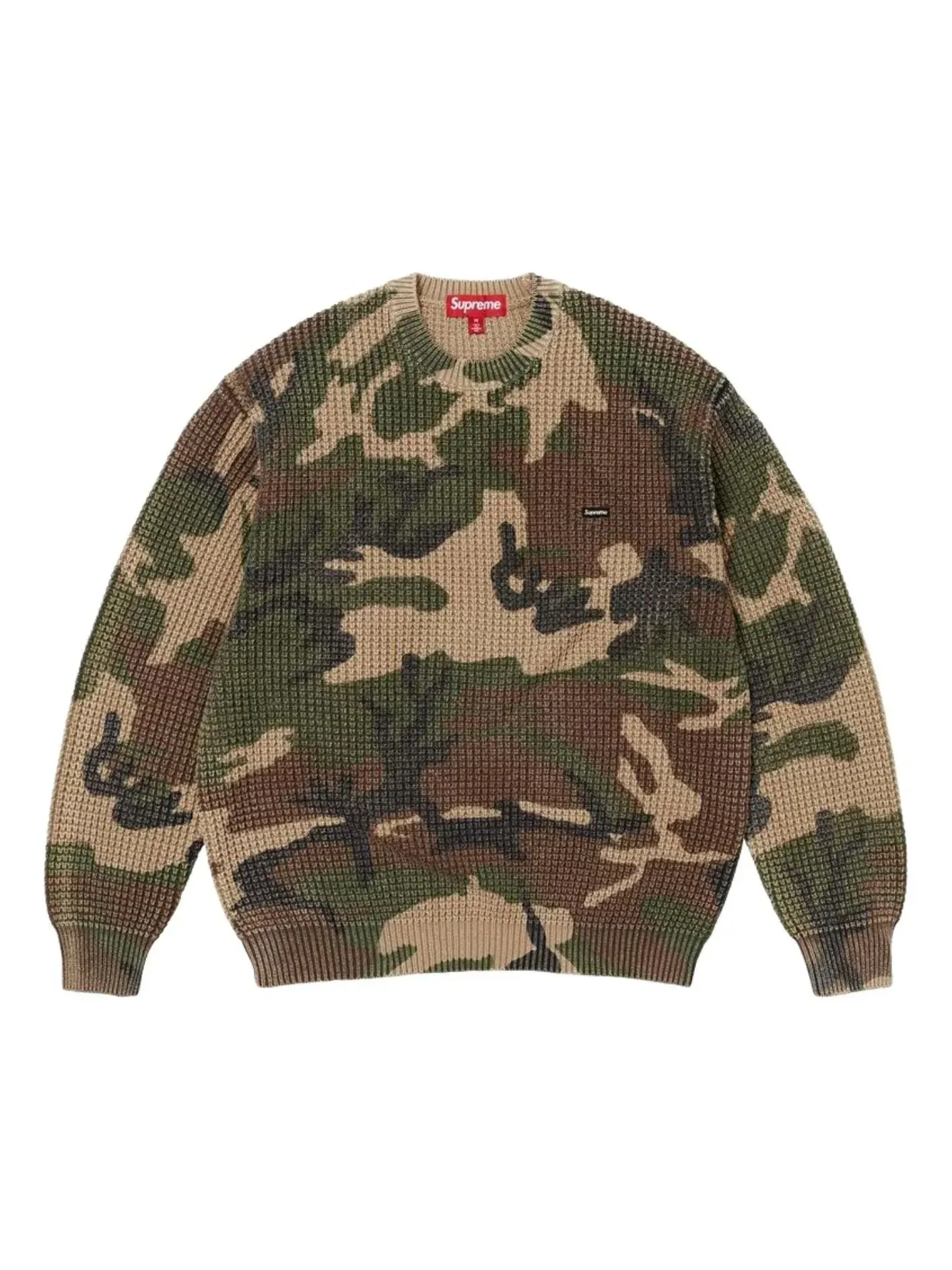 Свитер Supreme SS26 Washed Small Box Waffle 'Woodland Camo' — изображение 1 из 1, зеленый