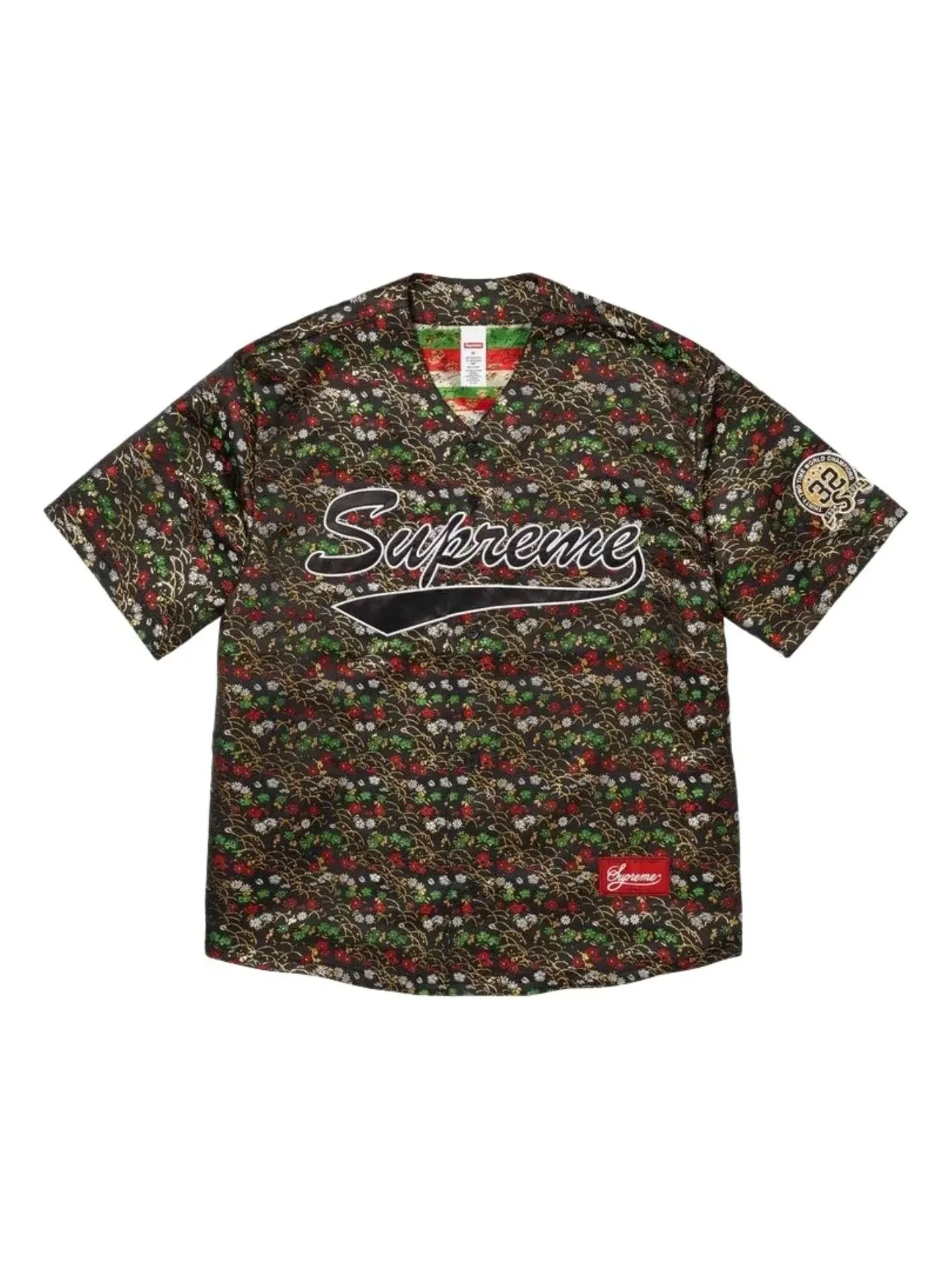 Бейсбольная майка Supreme SS26 с цветочным жаккардовым узором — изображение 1 из 2, черный