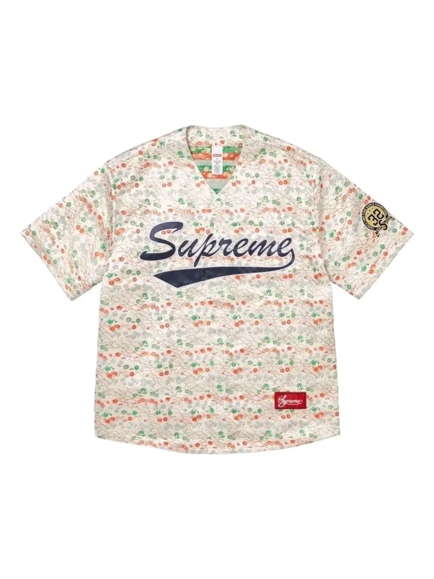 Бейсбольная майка Supreme SS26 с цветочным жаккардовым узором — изображение 1 из 2, белый