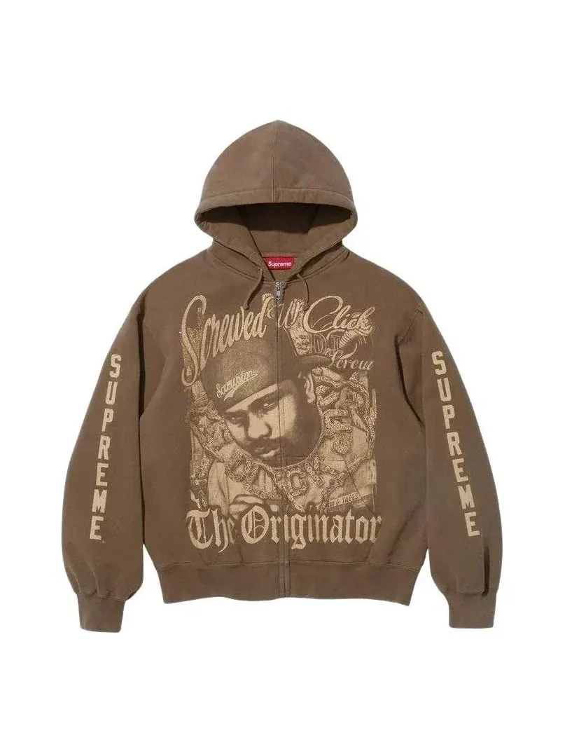 Толстовка Supreme x DJ Screw SS26 на молнии с капюшоном — изображение 1 из 2, коричневый