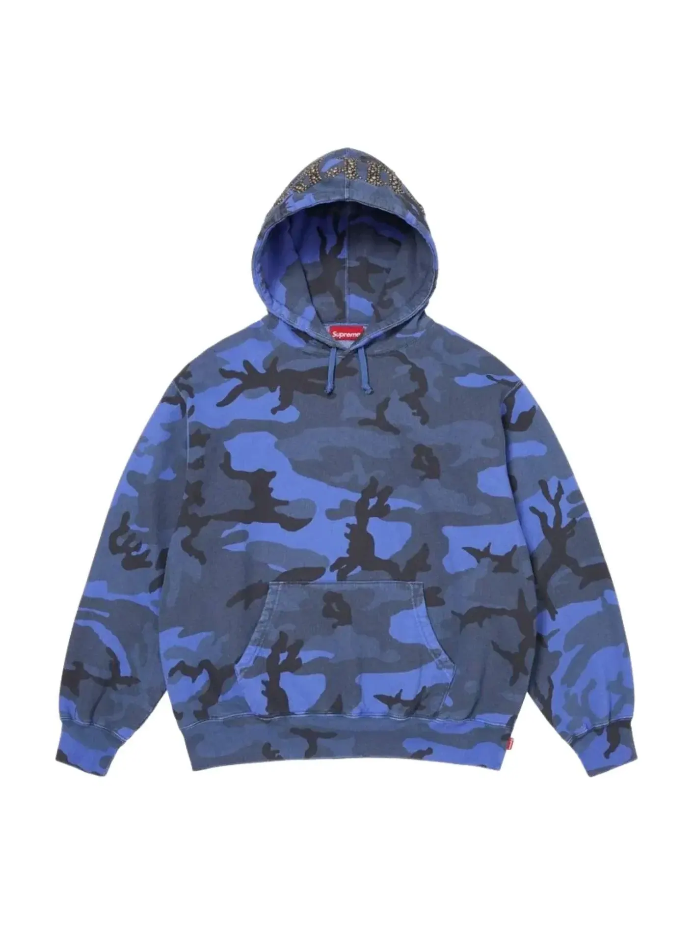Толстовка Supreme SS26 с капюшоном и заклепками, окрашенная в синий камуфляж, SUP-SS26-154-BAM — изображение 1 из 2