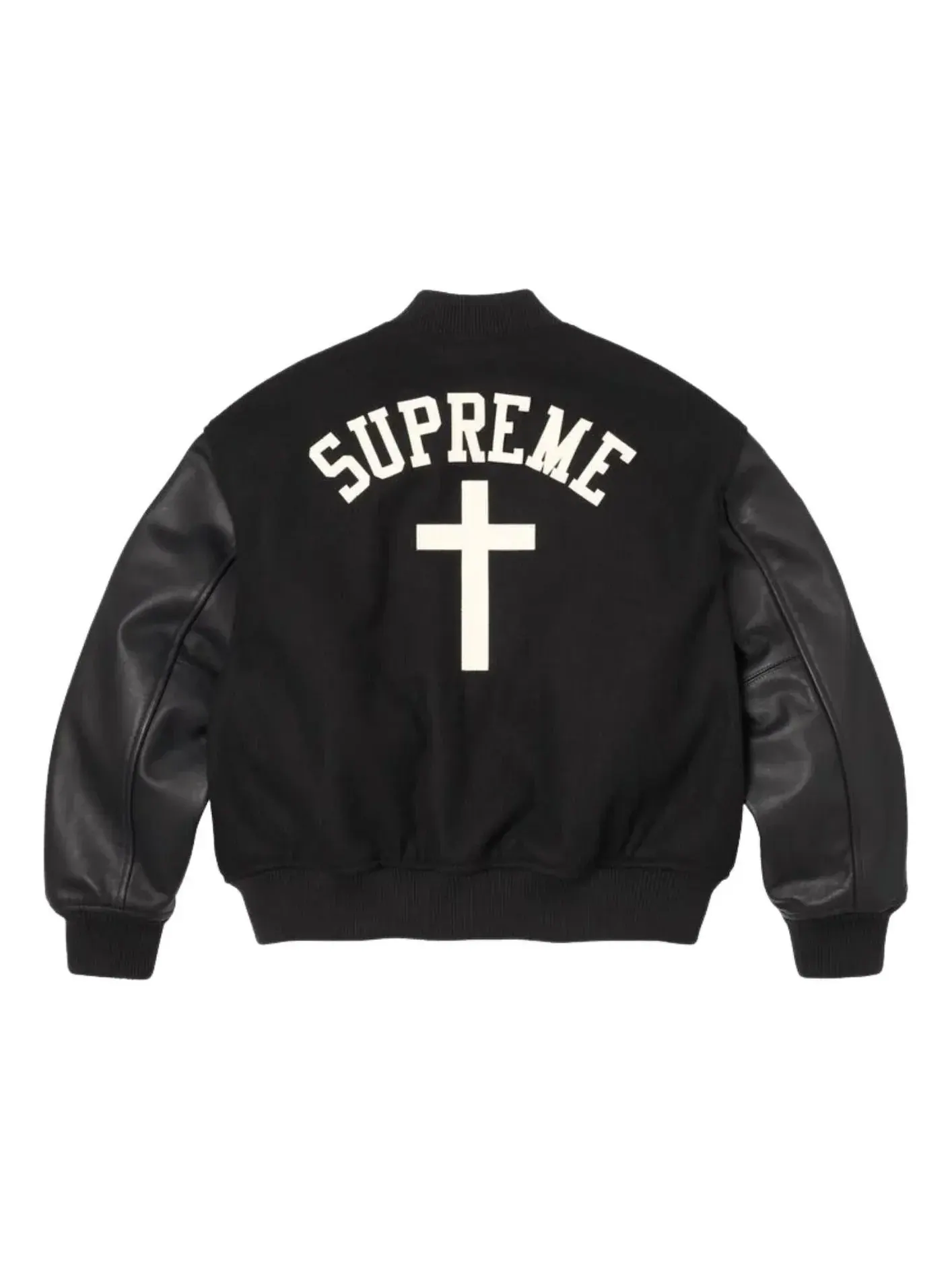 Куртка Supreme SS26 Cross Varsity Jacket 'Black' SUP-SS26-155-BLK — изображение 1 из 3, черный