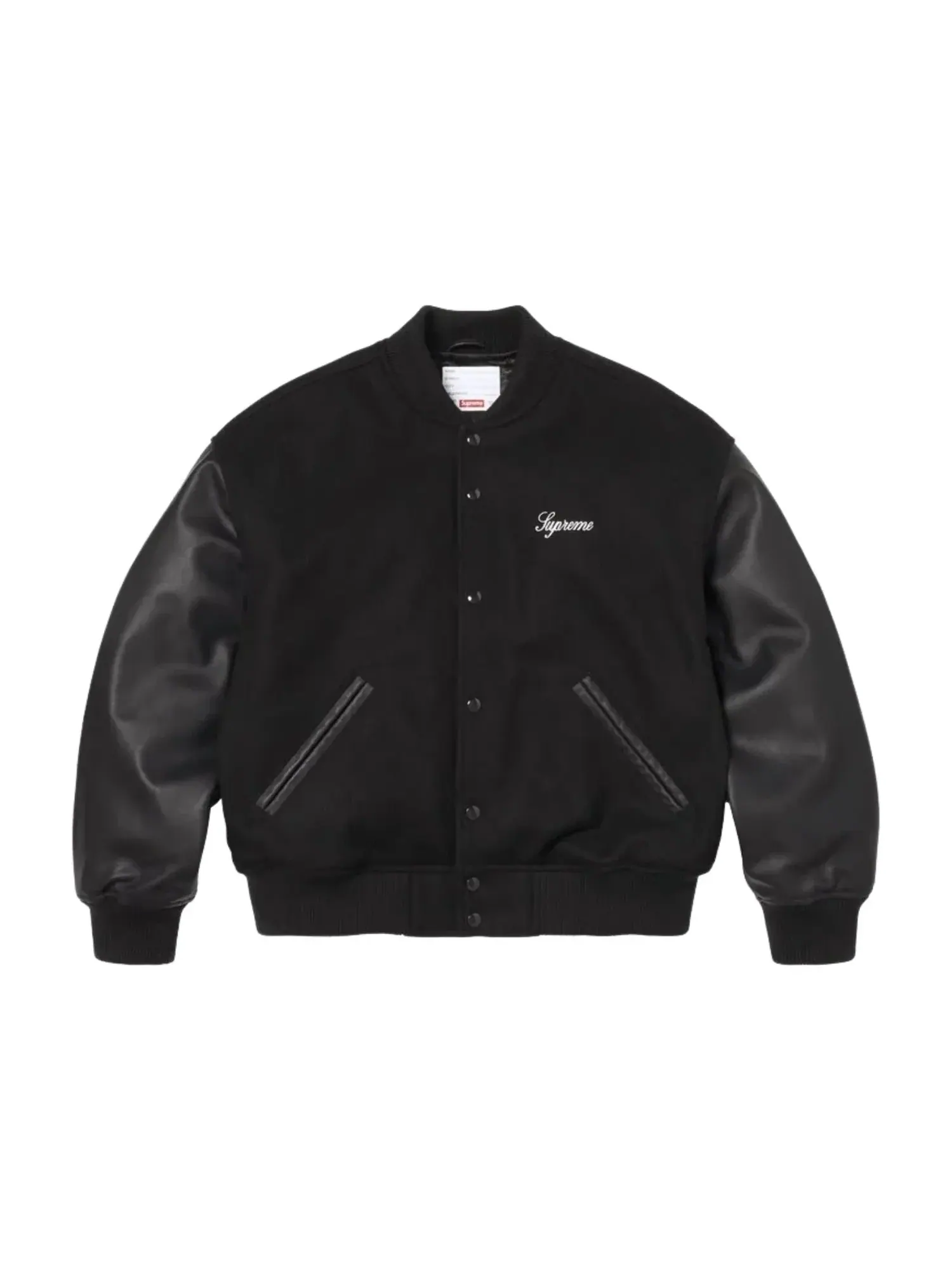 Куртка Supreme SS26 Cross Varsity Jacket 'Black' SUP-SS26-155-BLK — изображение 2 из 3, черный