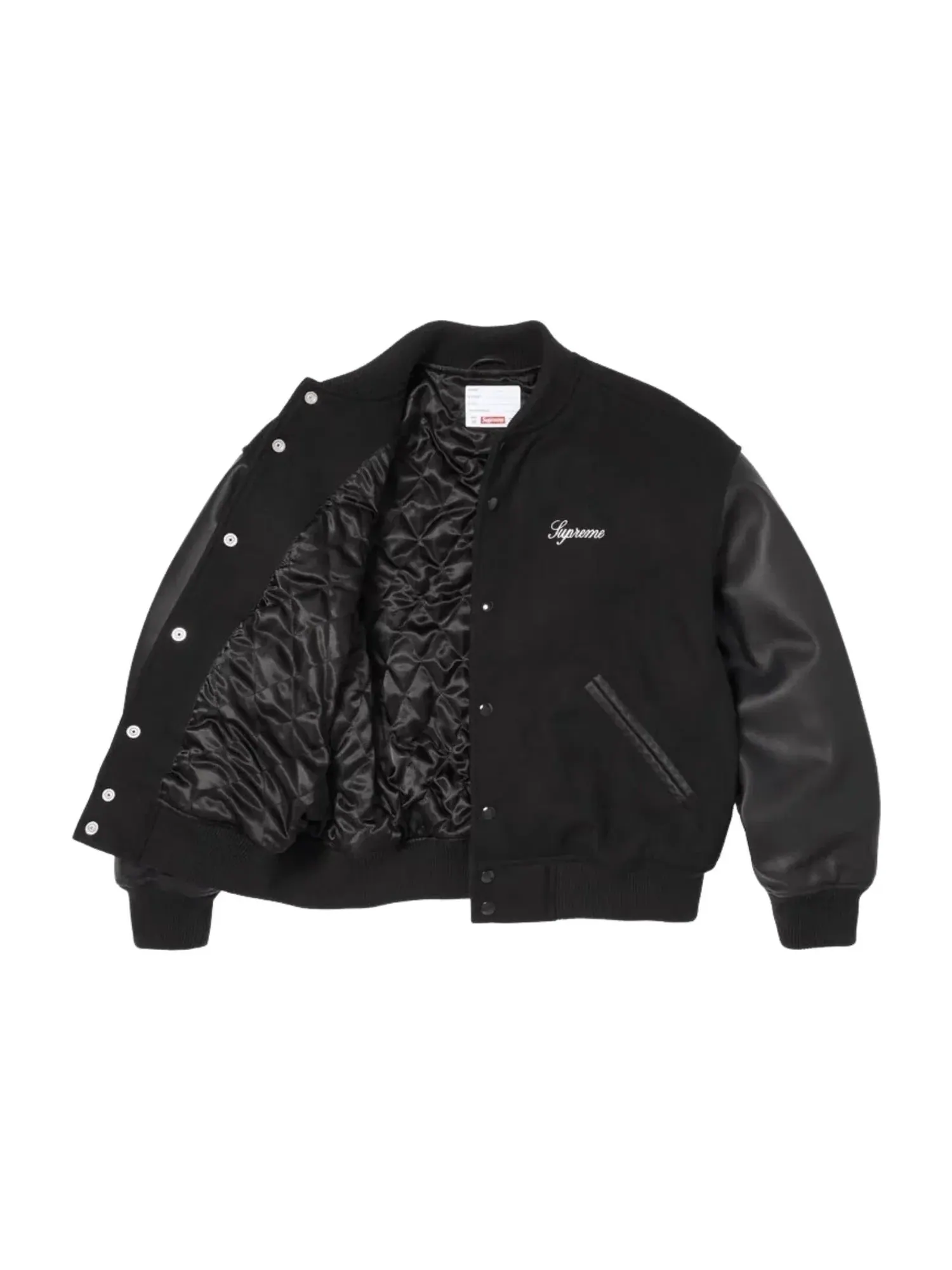 Куртка Supreme SS26 Cross Varsity Jacket 'Black' SUP-SS26-155-BLK — изображение 3 из 3, черный