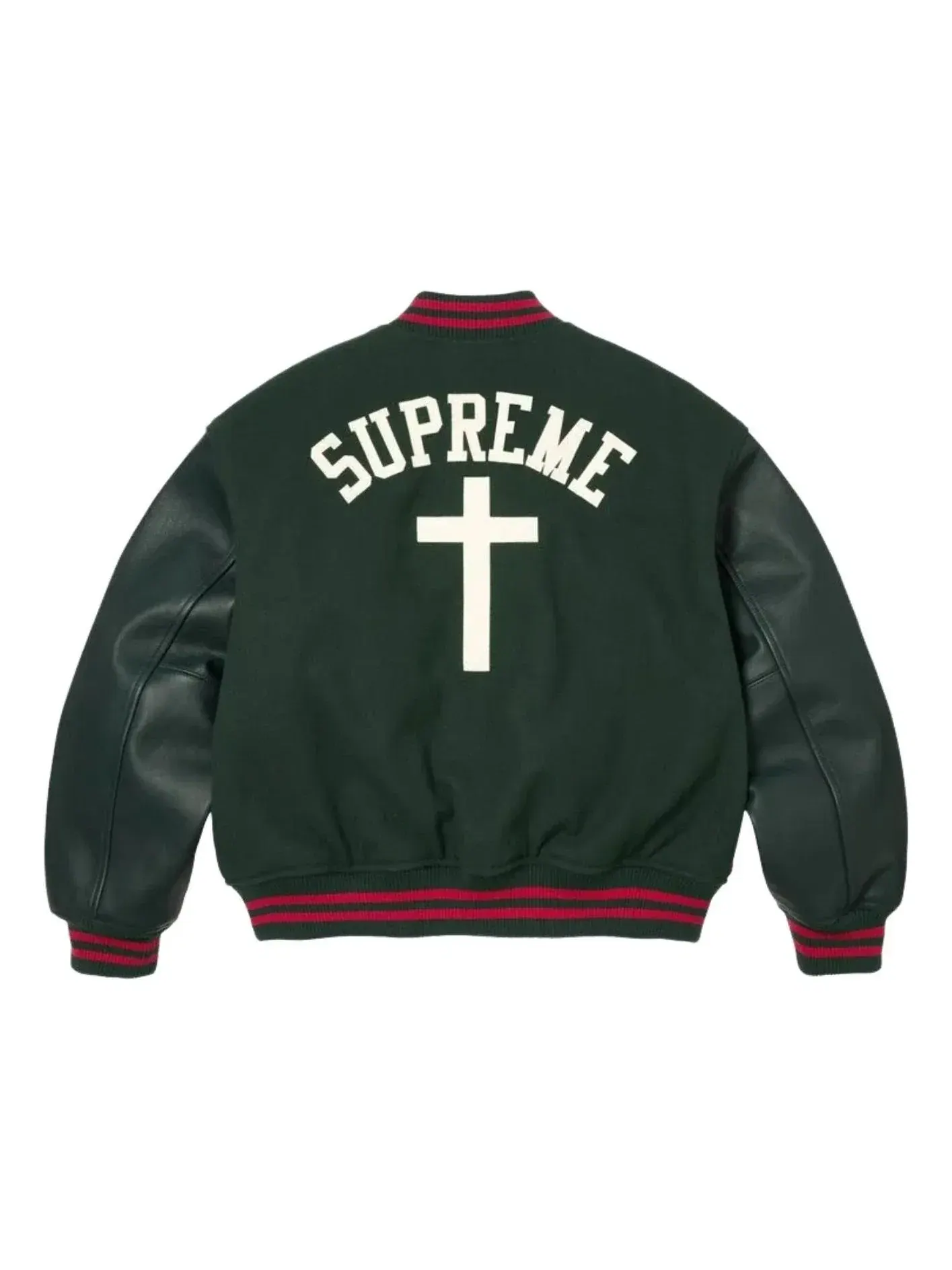 Куртка Supreme SS26 Cross Varsity Jacket 'Dark Green' SUP-SS26-155-GRN — изображение 1 из 3, зеленый