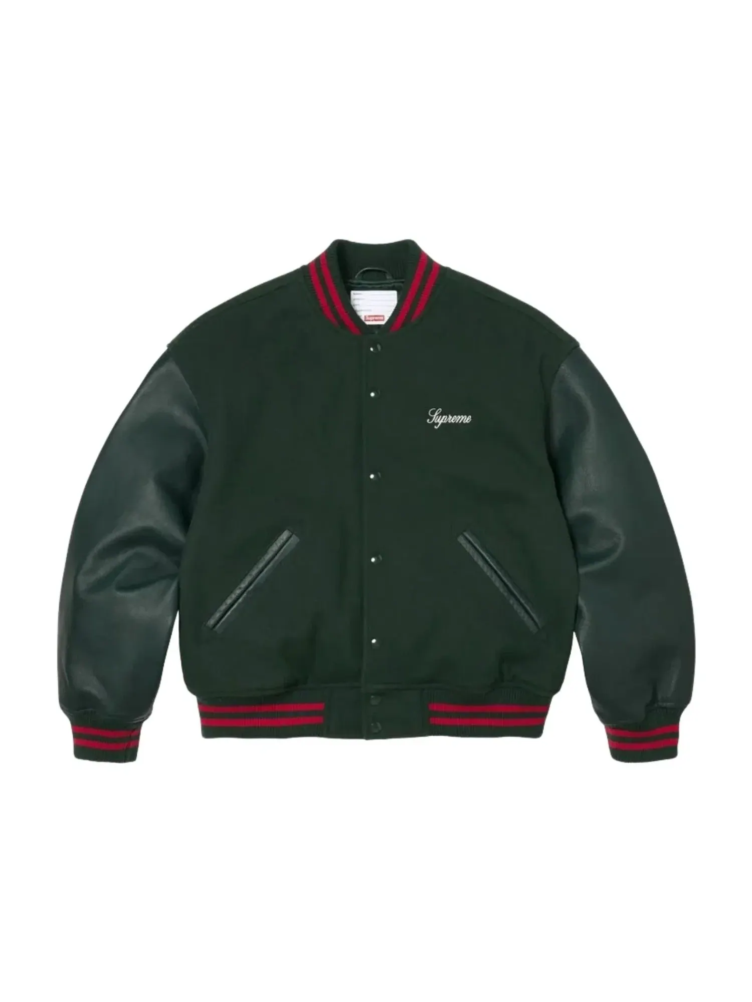Куртка Supreme SS26 Cross Varsity Jacket 'Dark Green' SUP-SS26-155-GRN — изображение 2 из 3, зеленый