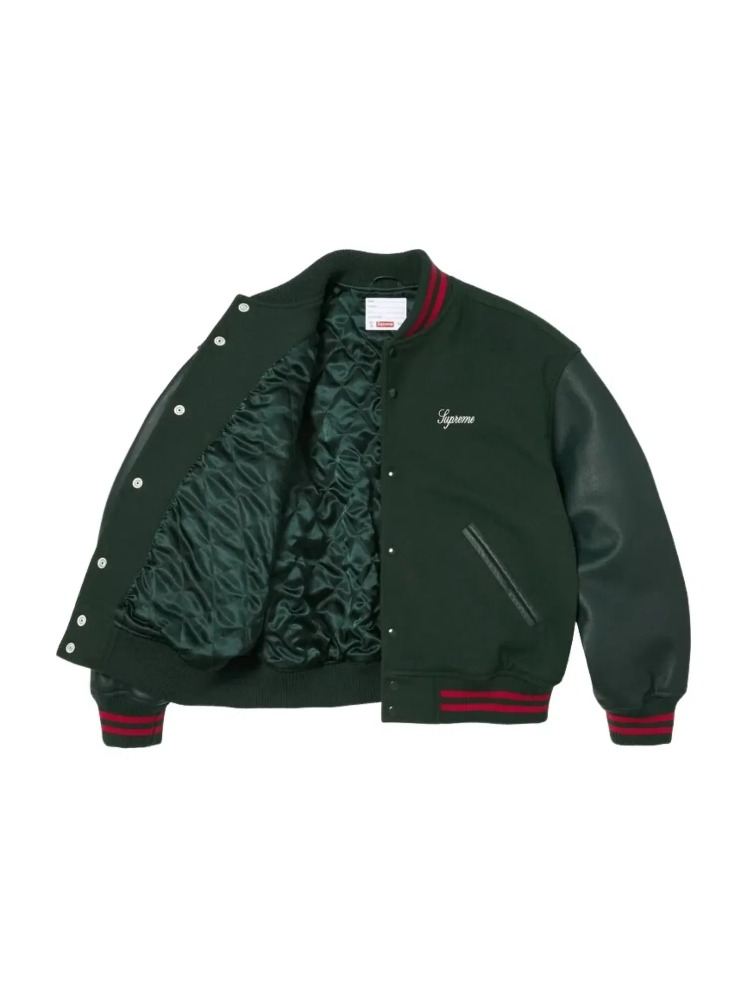 Куртка Supreme SS26 Cross Varsity Jacket 'Dark Green' SUP-SS26-155-GRN — изображение 3 из 3, зеленый