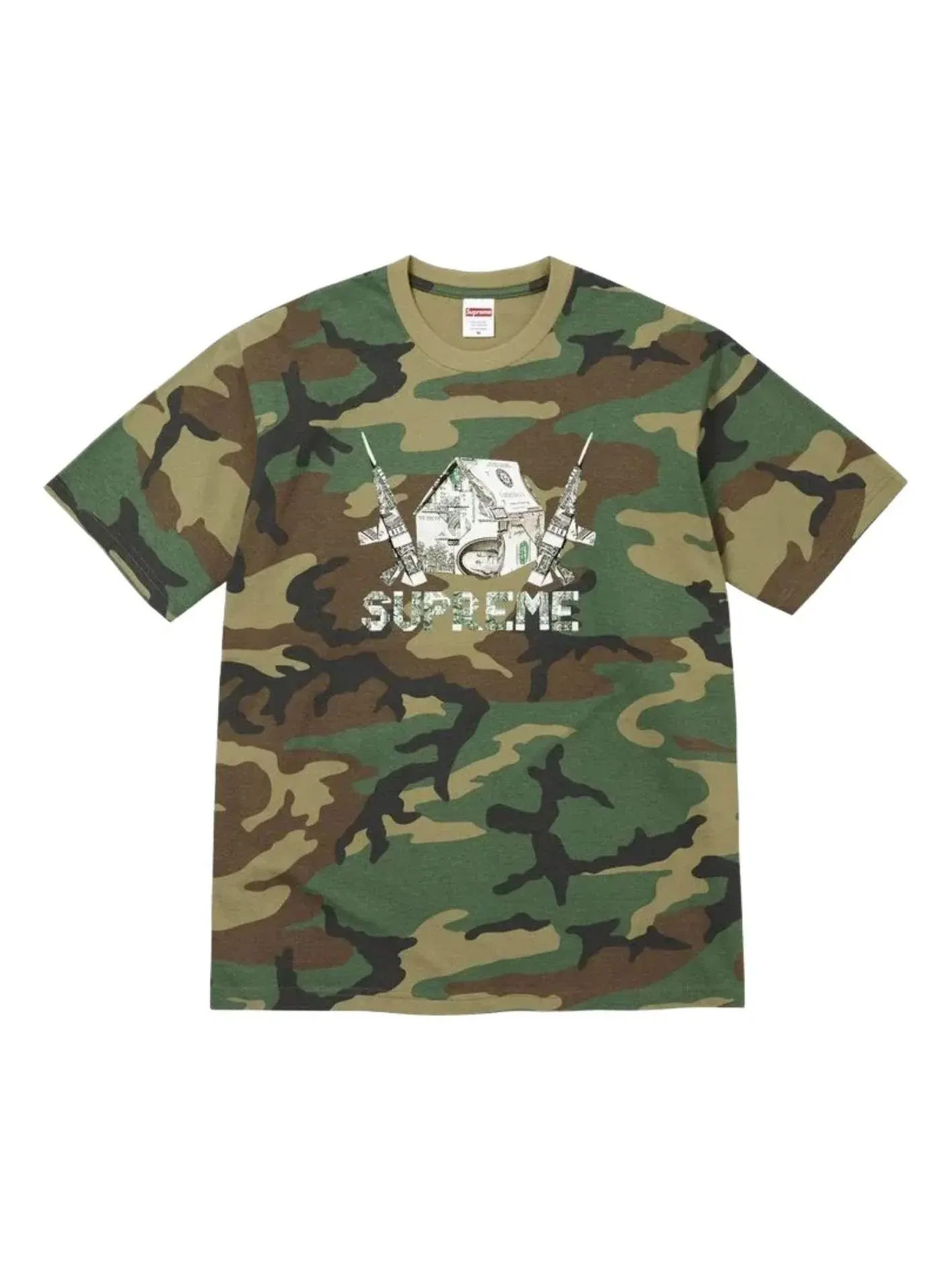 Футболка Supreme SS26 Origami 'Woodland Camo' SUP-SS26-160-CAM — изображение 1 из 1, зеленый