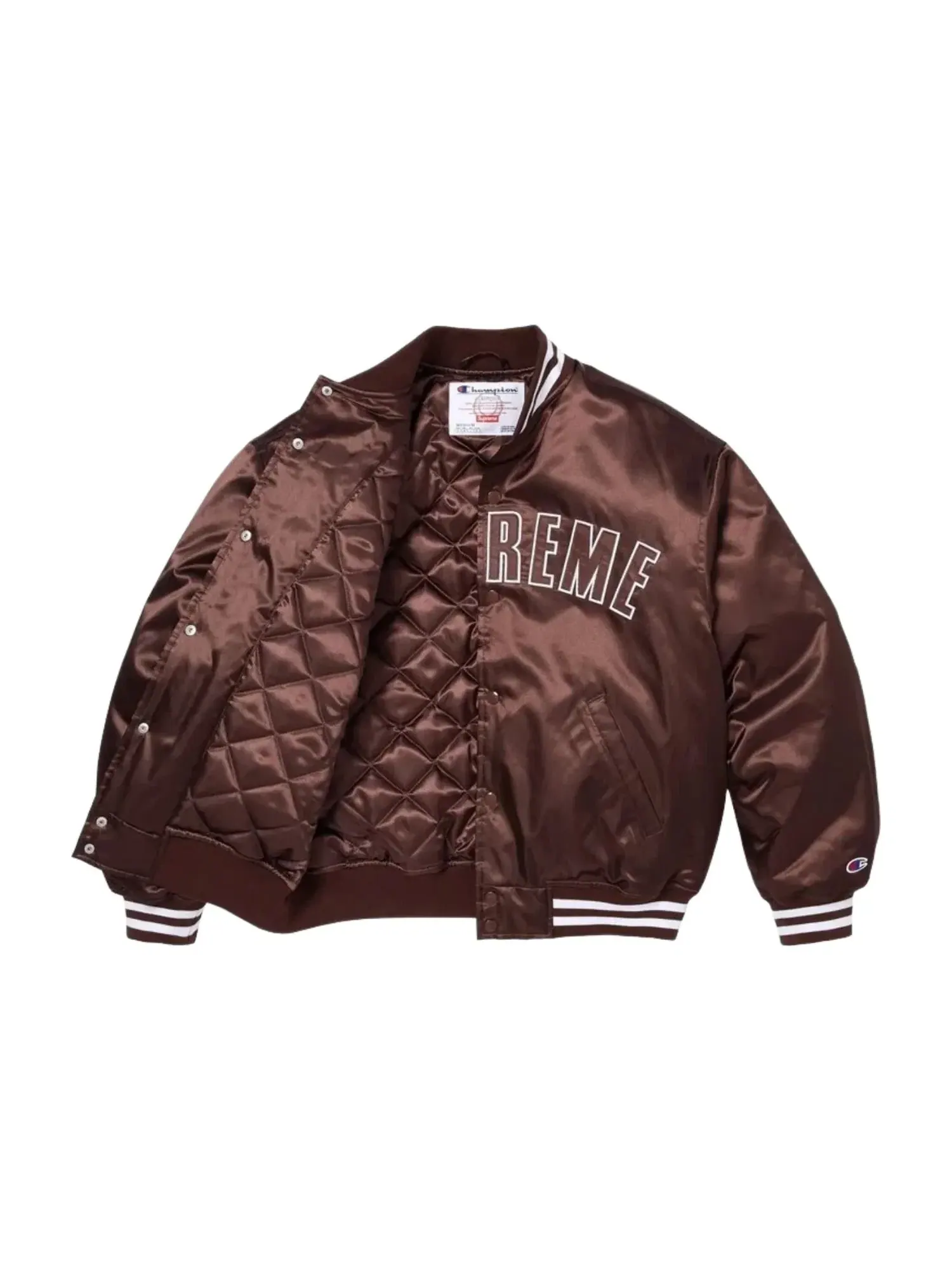 Куртка Supreme x Champion SS26 из атласа, коричневая, SUP-SS26-170-BRN — изображение 2 из 3, коричневый