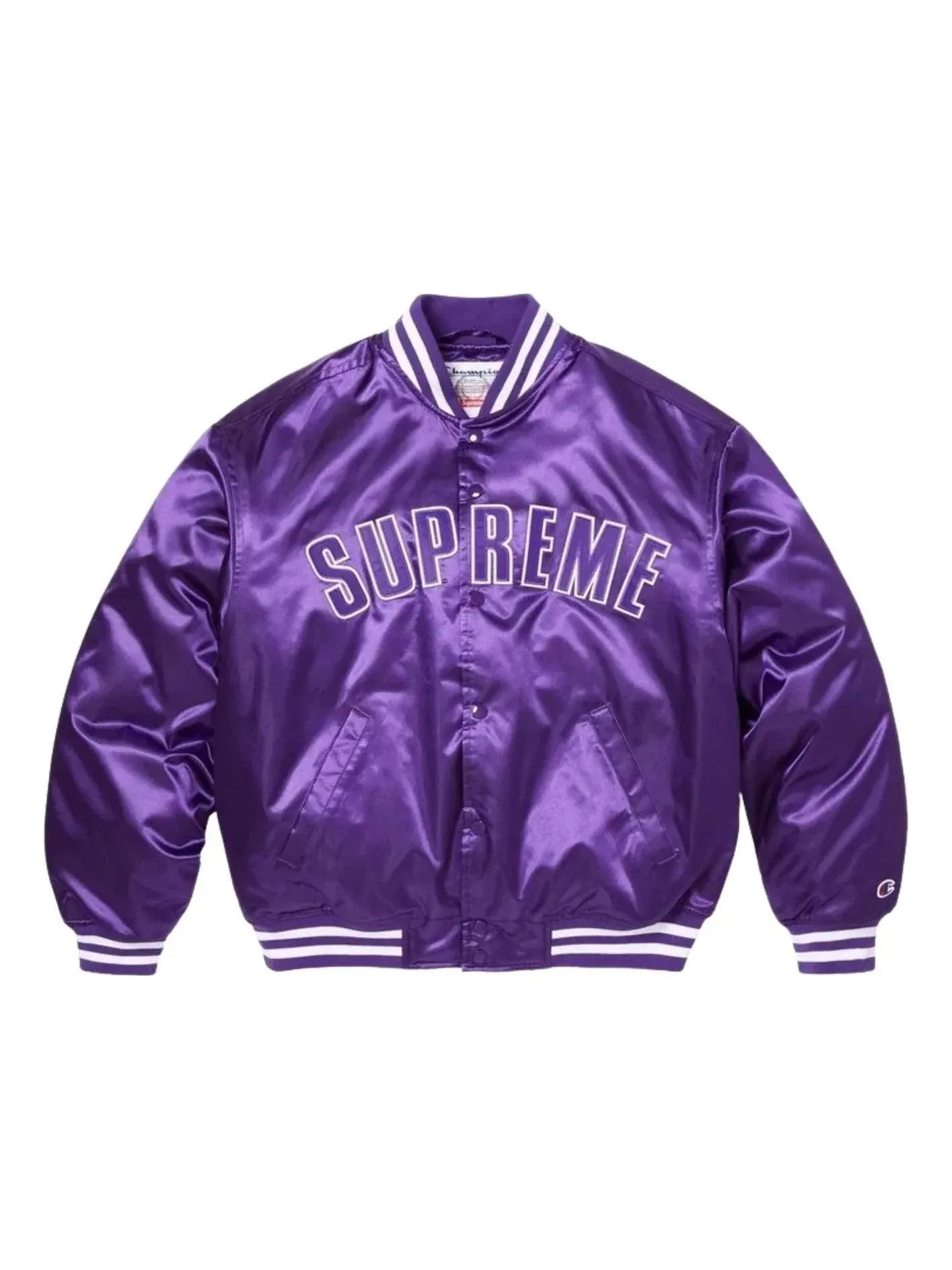 Куртка-бомбер Supreme x Champion SS26 из атласа, фиолетовая, SUP-SS26-170-PUR — изображение 1 из 3, фиолетовый